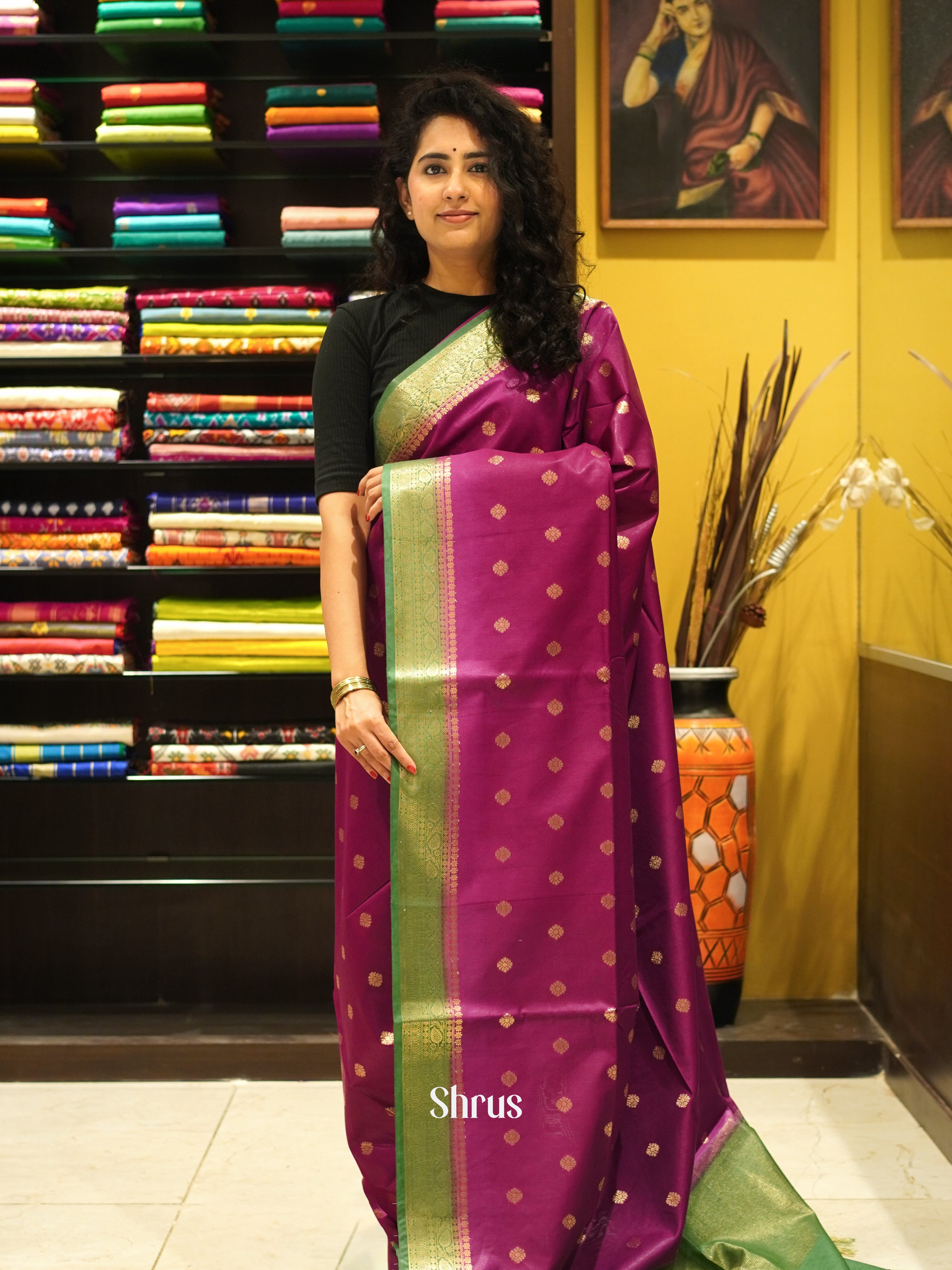 CDS27241 - Semi Silkcotton Saree - Shop on ShrusEternity.com