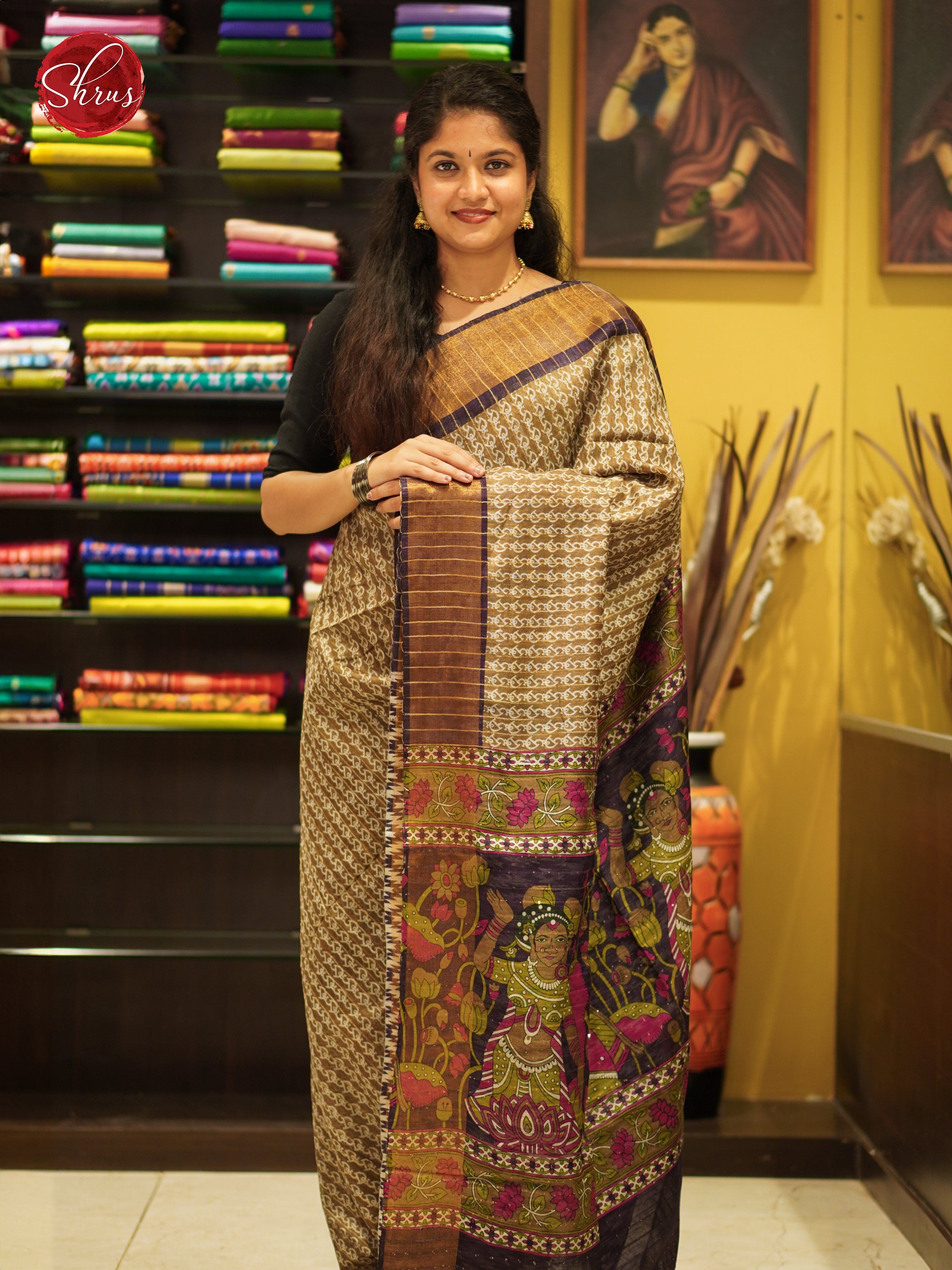 Green & Violet - Semi Gicha Saree - Shop on ShrusEternity.com