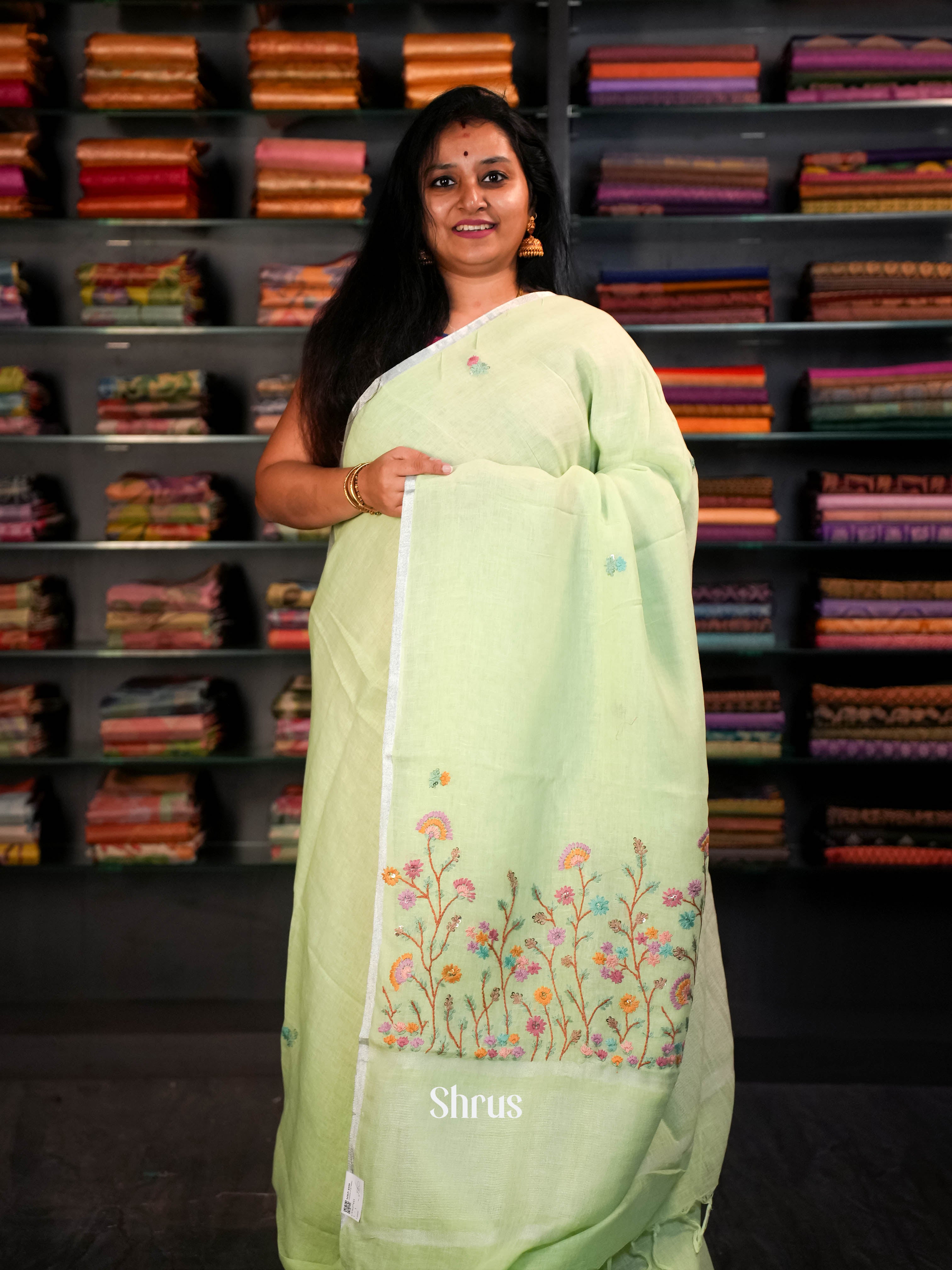 Pista Green  - Linen Saree Saree