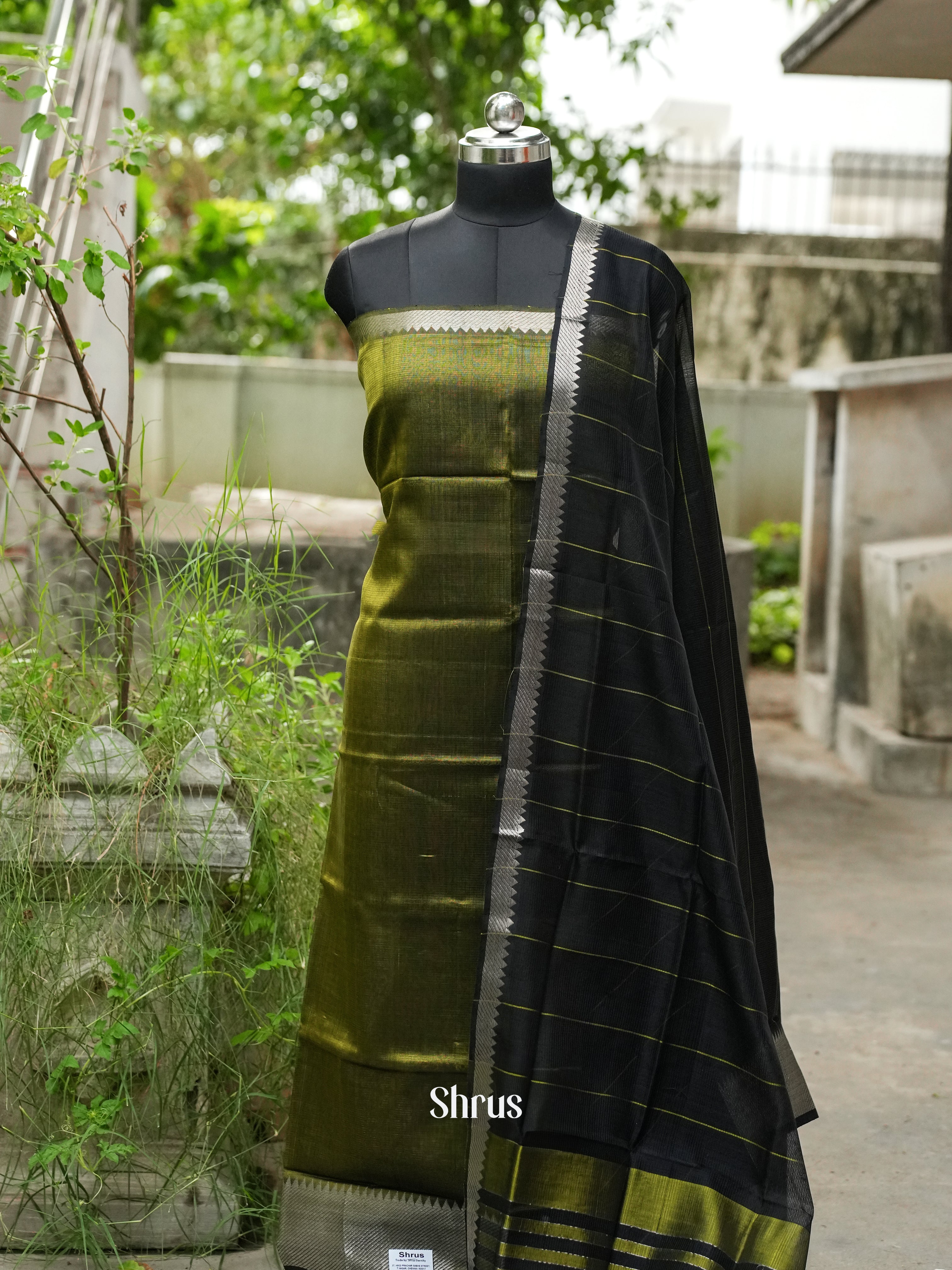 Green &  Black - Mangalagiri Salwar - Shop on ShrusEternity.com