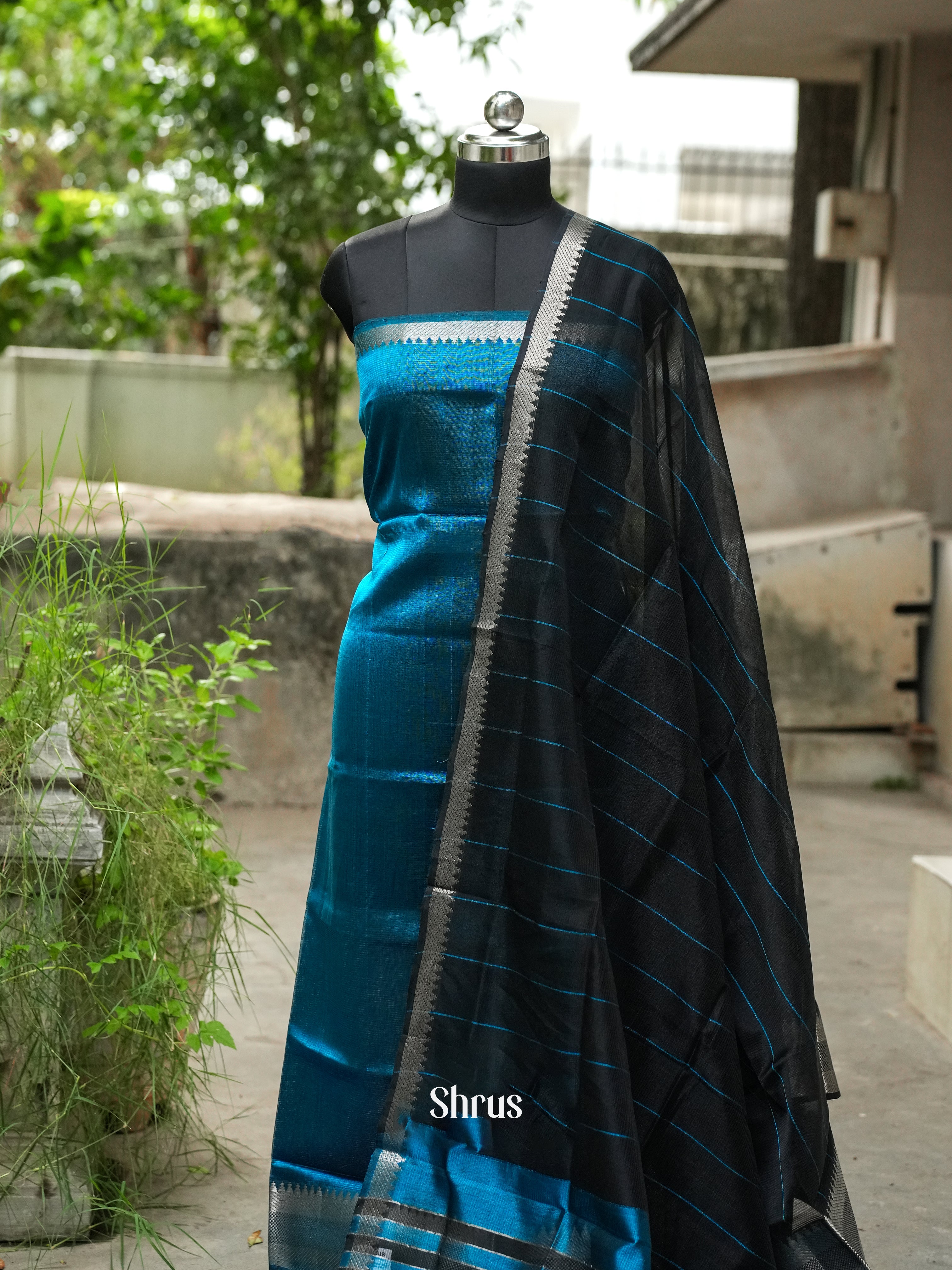 Blue  - Mangalagiri Salwar - Shop on ShrusEternity.com