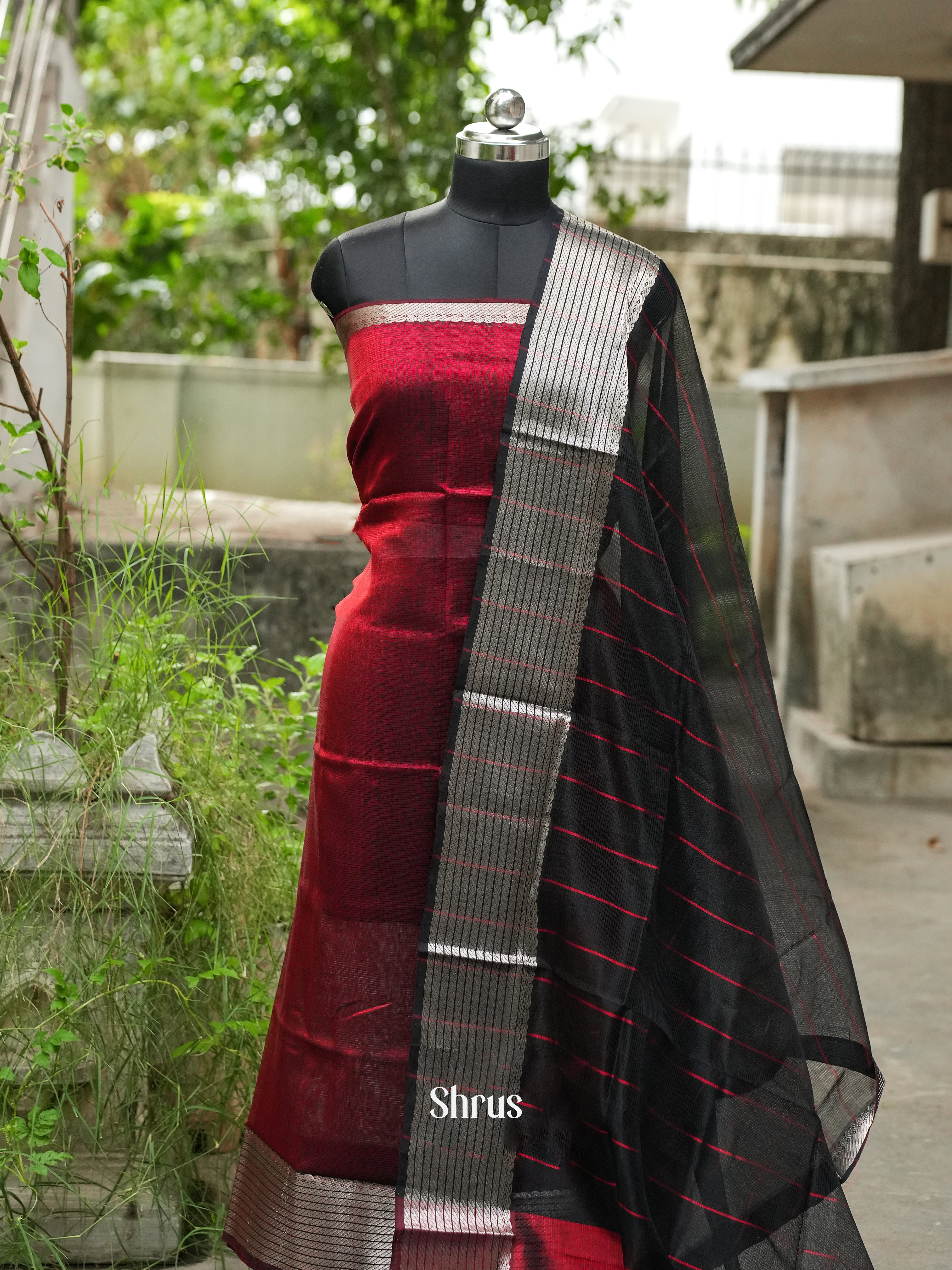 Maroon & Black - Mangalagiri Salwar - Shop on ShrusEternity.com