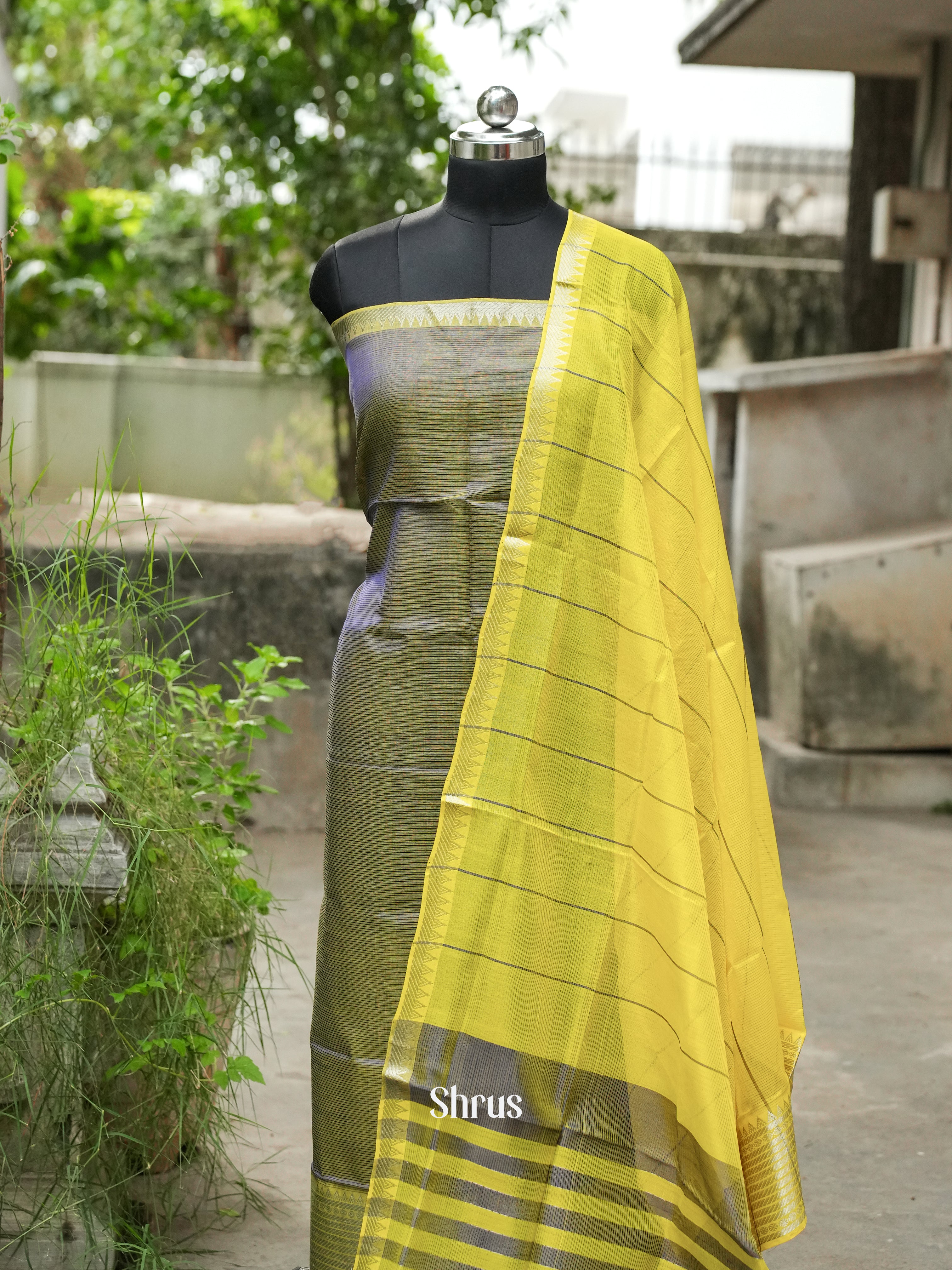 Double Shaded Green & Yellow - Mangalagiri Salwar - Shop on ShrusEternity.com