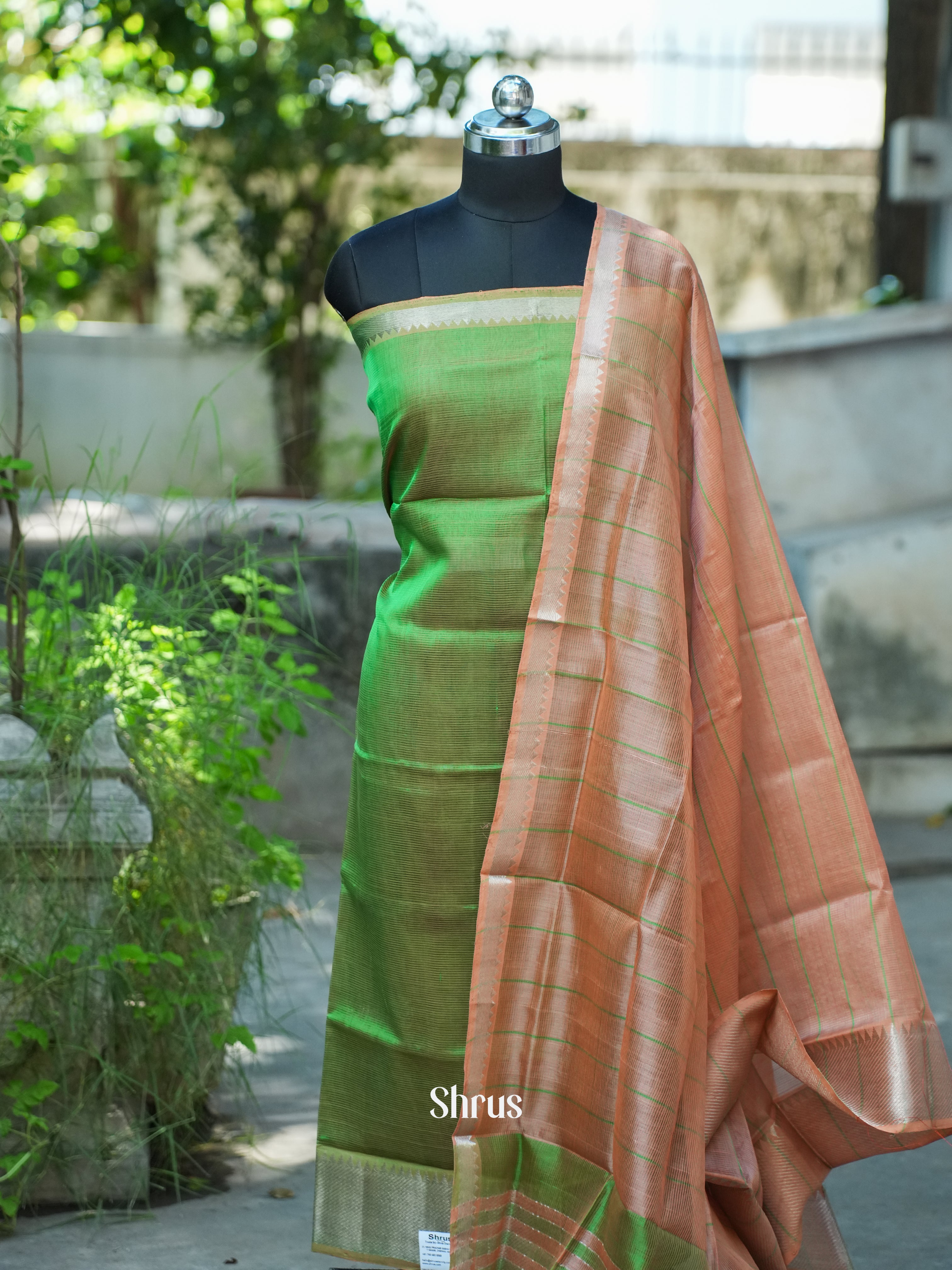 Green & Peach - Mangalagiri Salwar - Shop on ShrusEternity.com