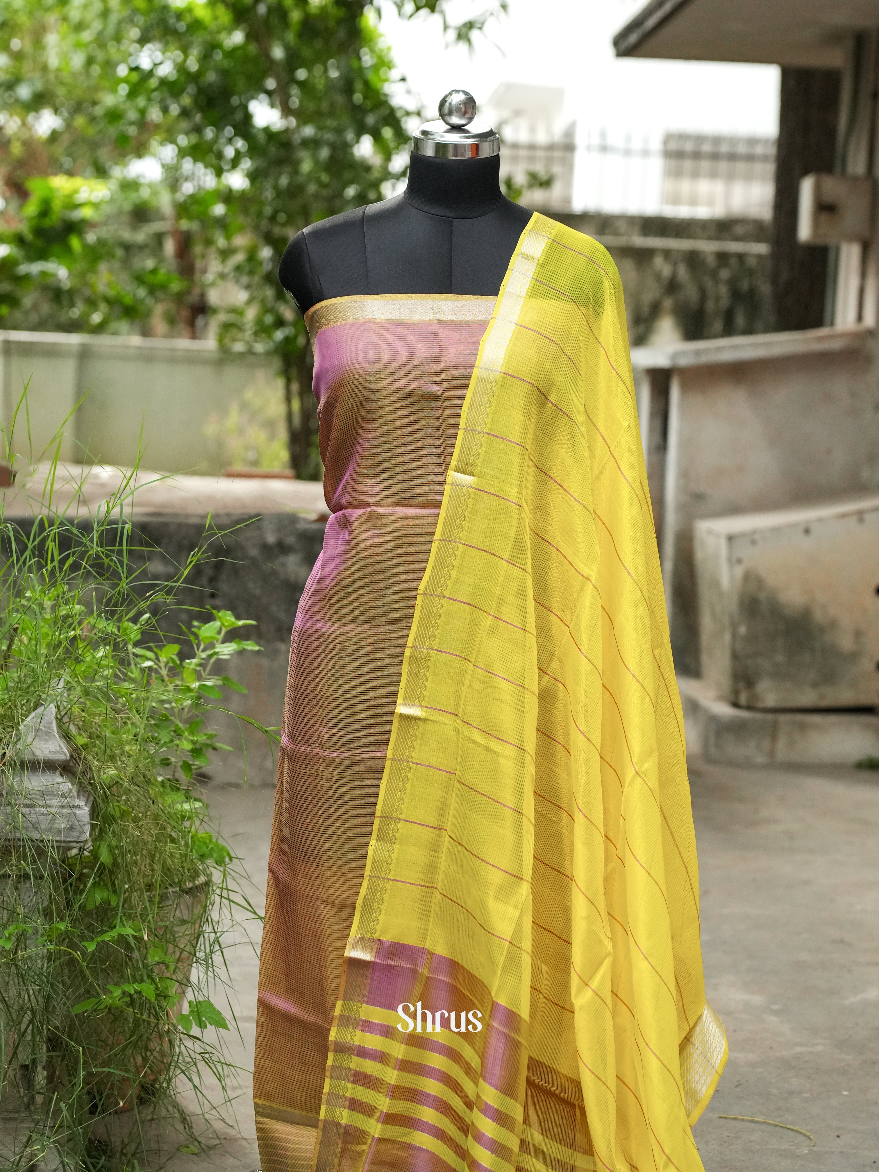 Double Shaded Pink & Yellow - Mangalagiri Salwar - Shop on ShrusEternity.com