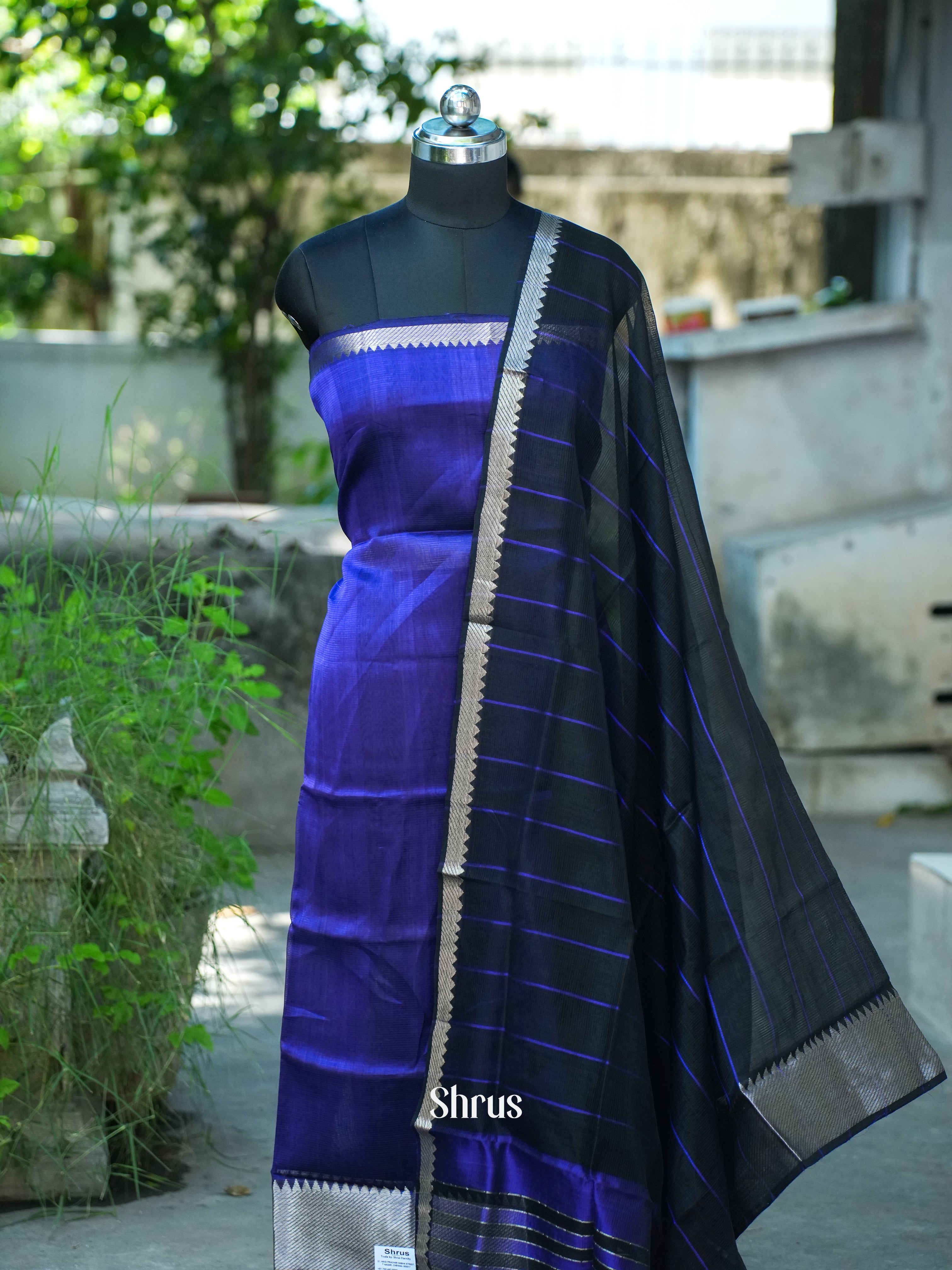 Blue & Black - Mangalagiri Salwar - Shop on ShrusEternity.com