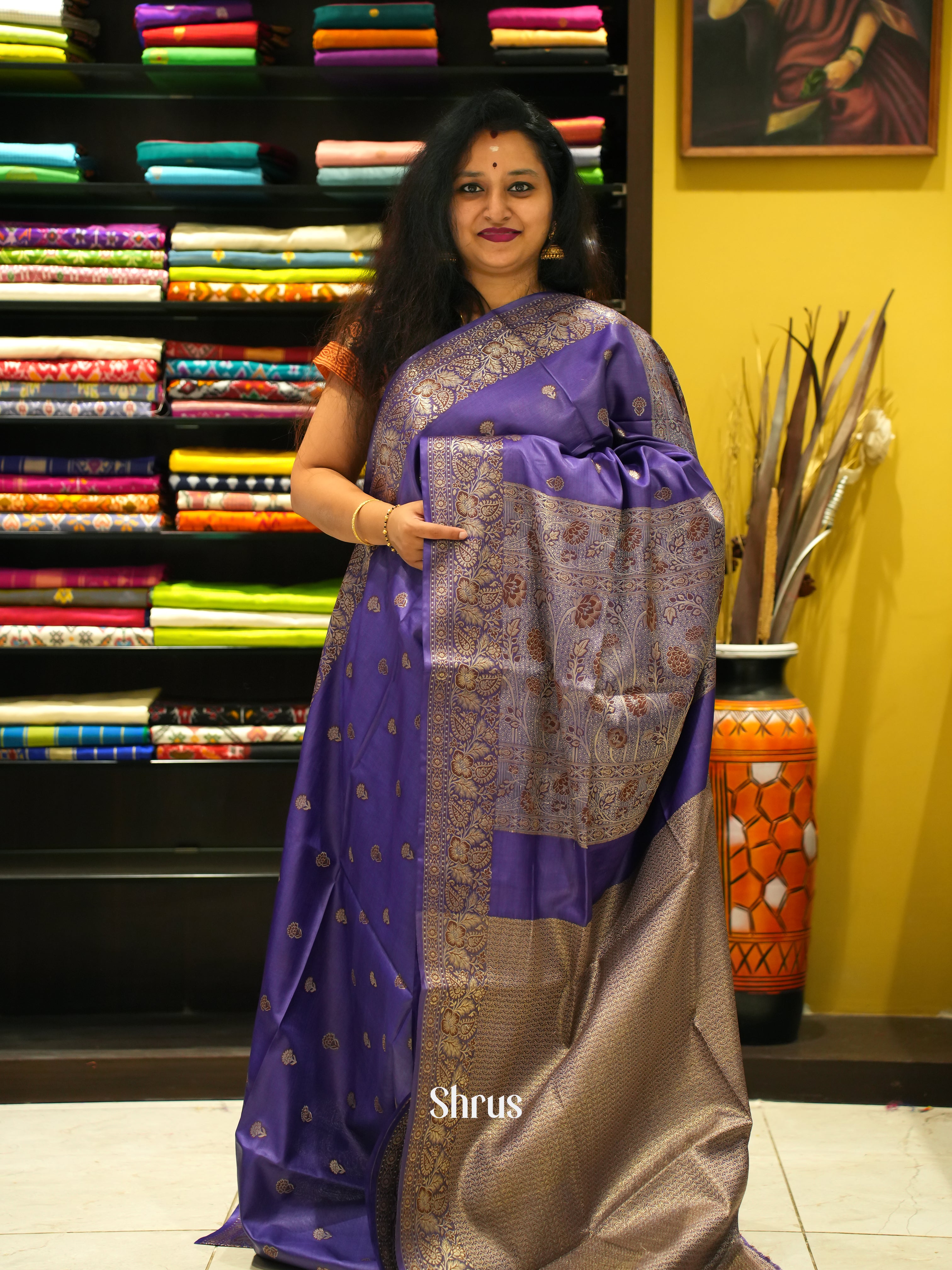 Purple(Single Tone)- Tussar Saree - Shop on ShrusEternity.com