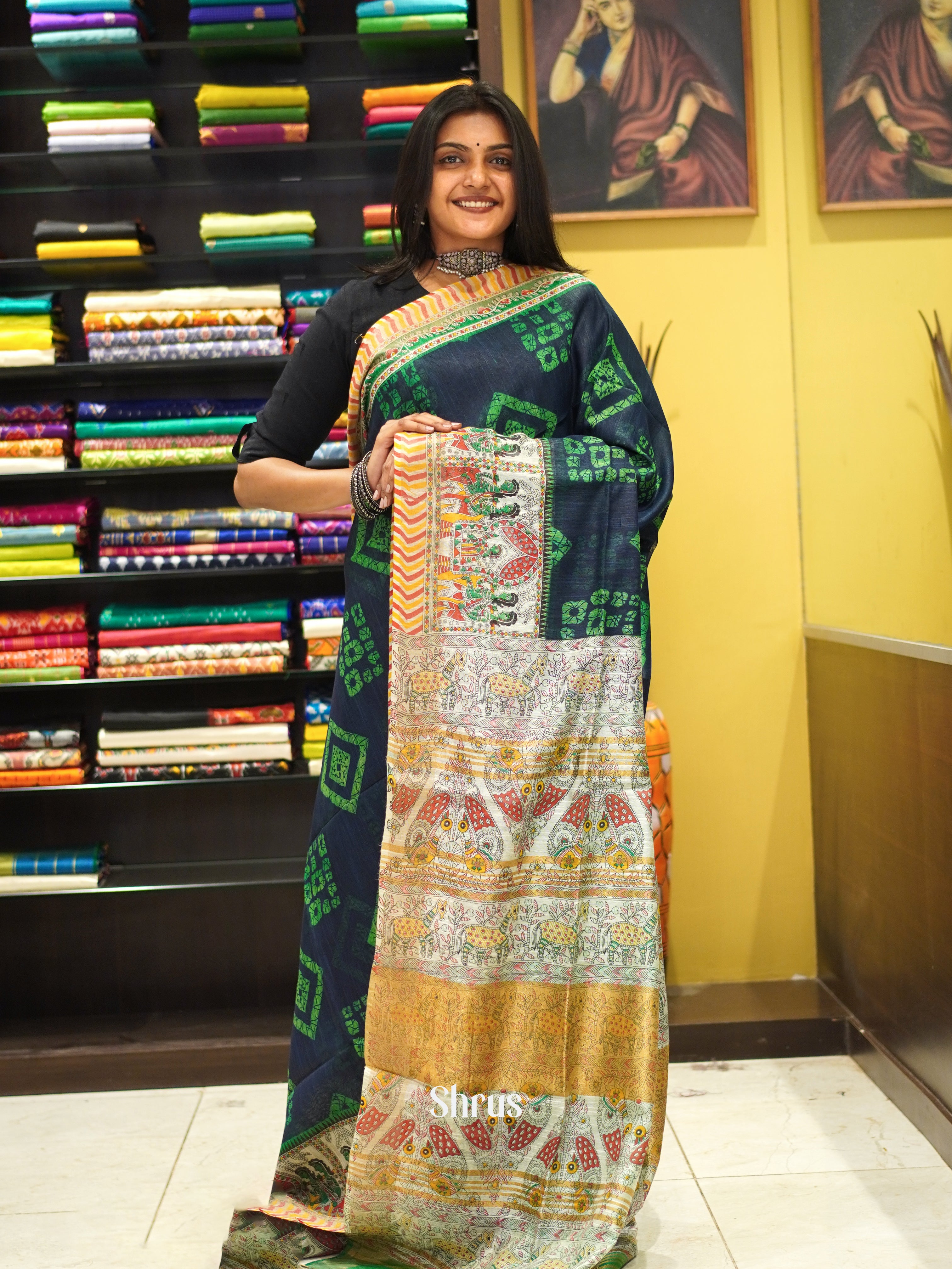 Blue & Green - Bhatik Saree - Shop on ShrusEternity.com