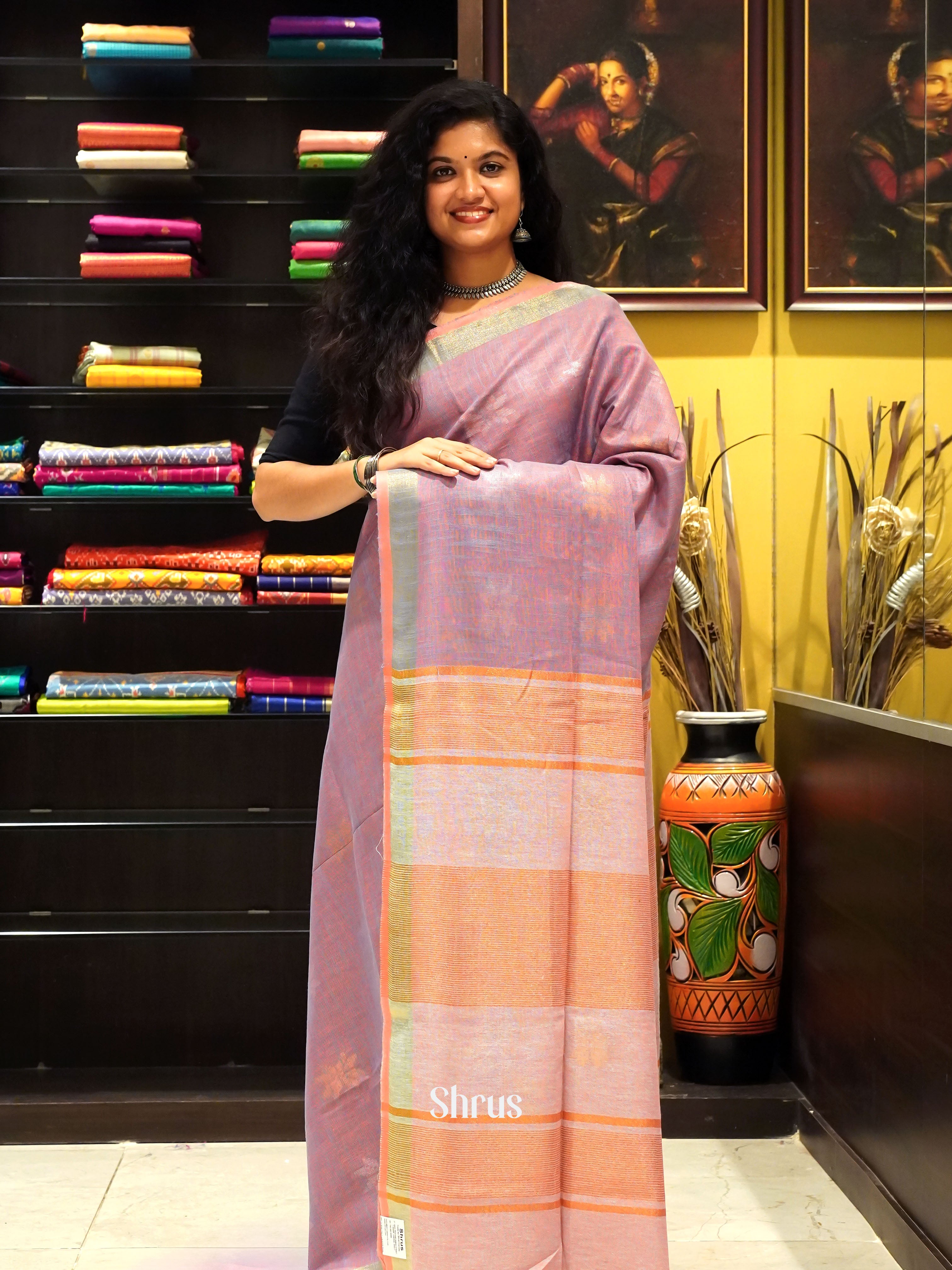 Purple & Pink - Art Linen Saree