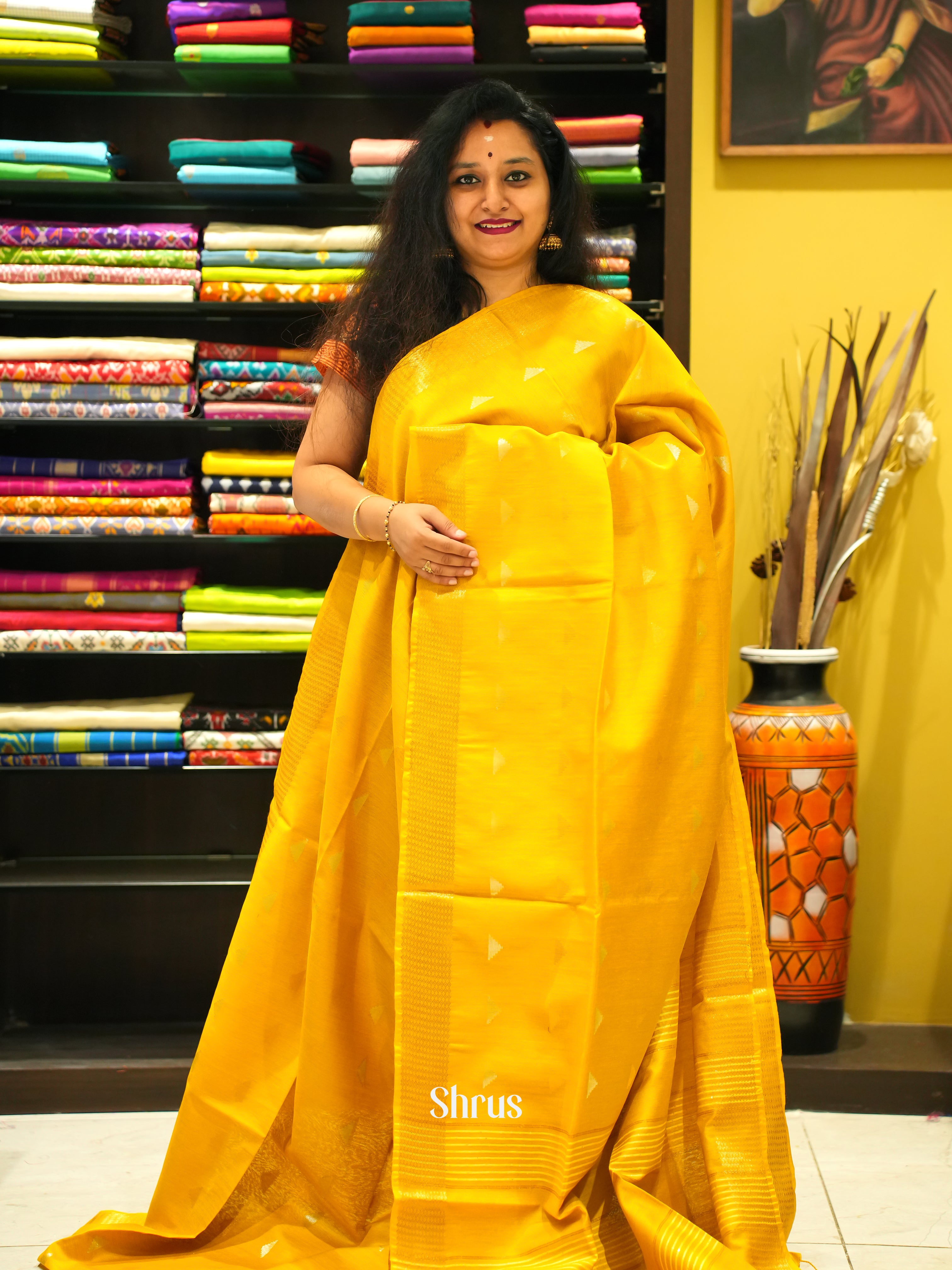 Yellow(Single tone)- Semi Tussar - Shop on ShrusEternity.com