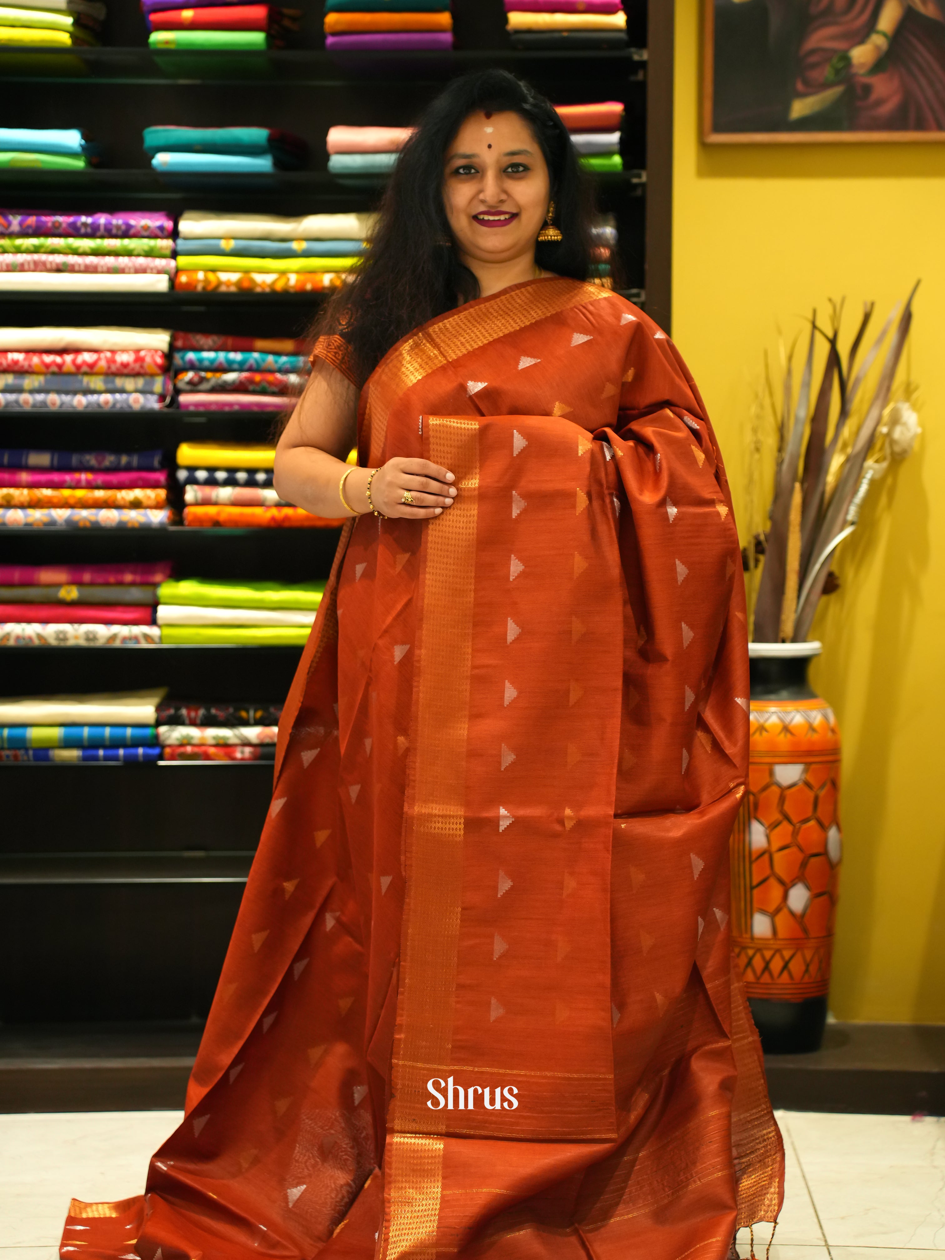 Arakku Maroon(Single Tone) - Semi Tussar Saree - Shop on ShrusEternity.com