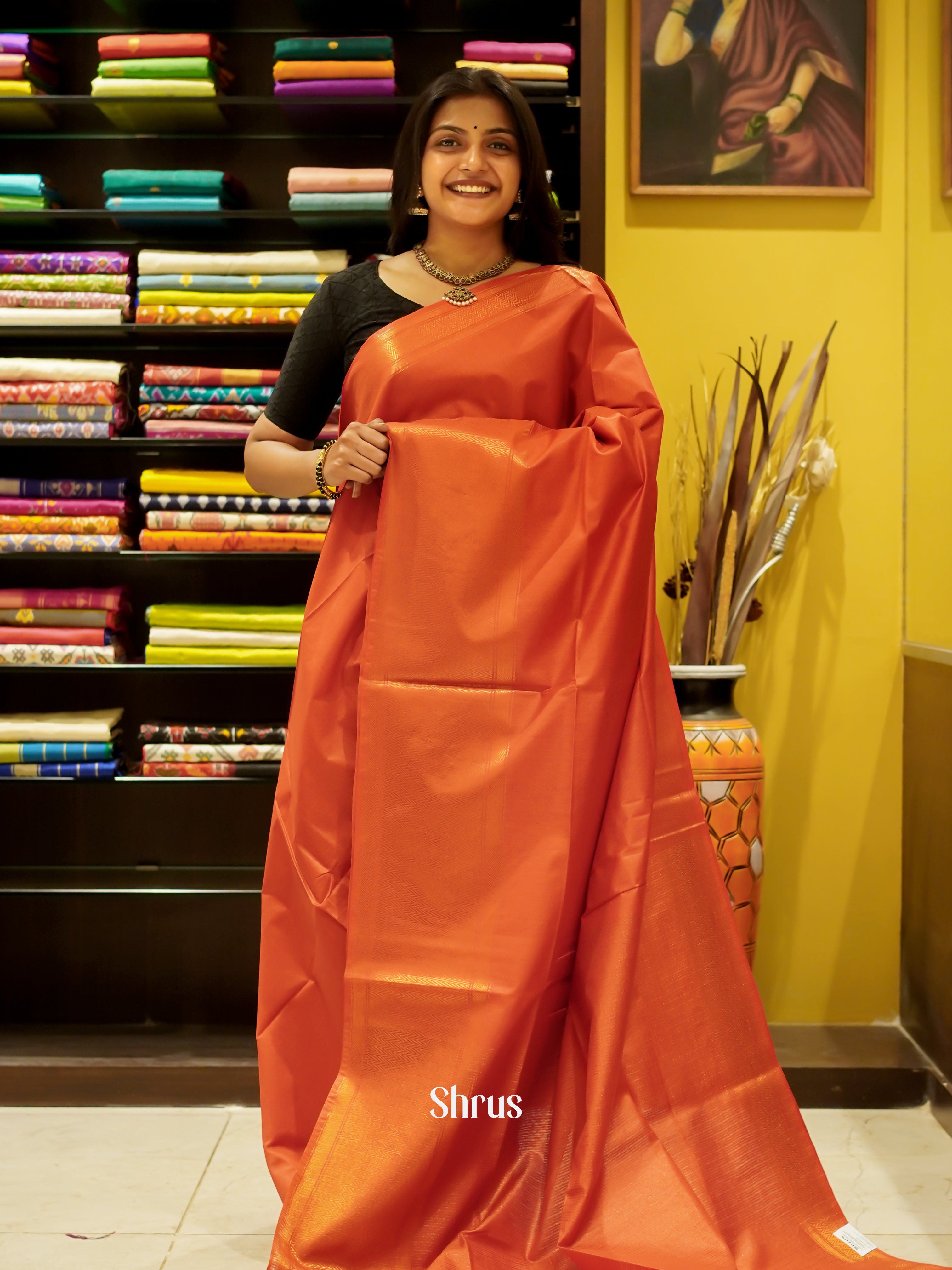 Red(Single Tone)- Semi Tussar Saree - Shop on ShrusEternity.com