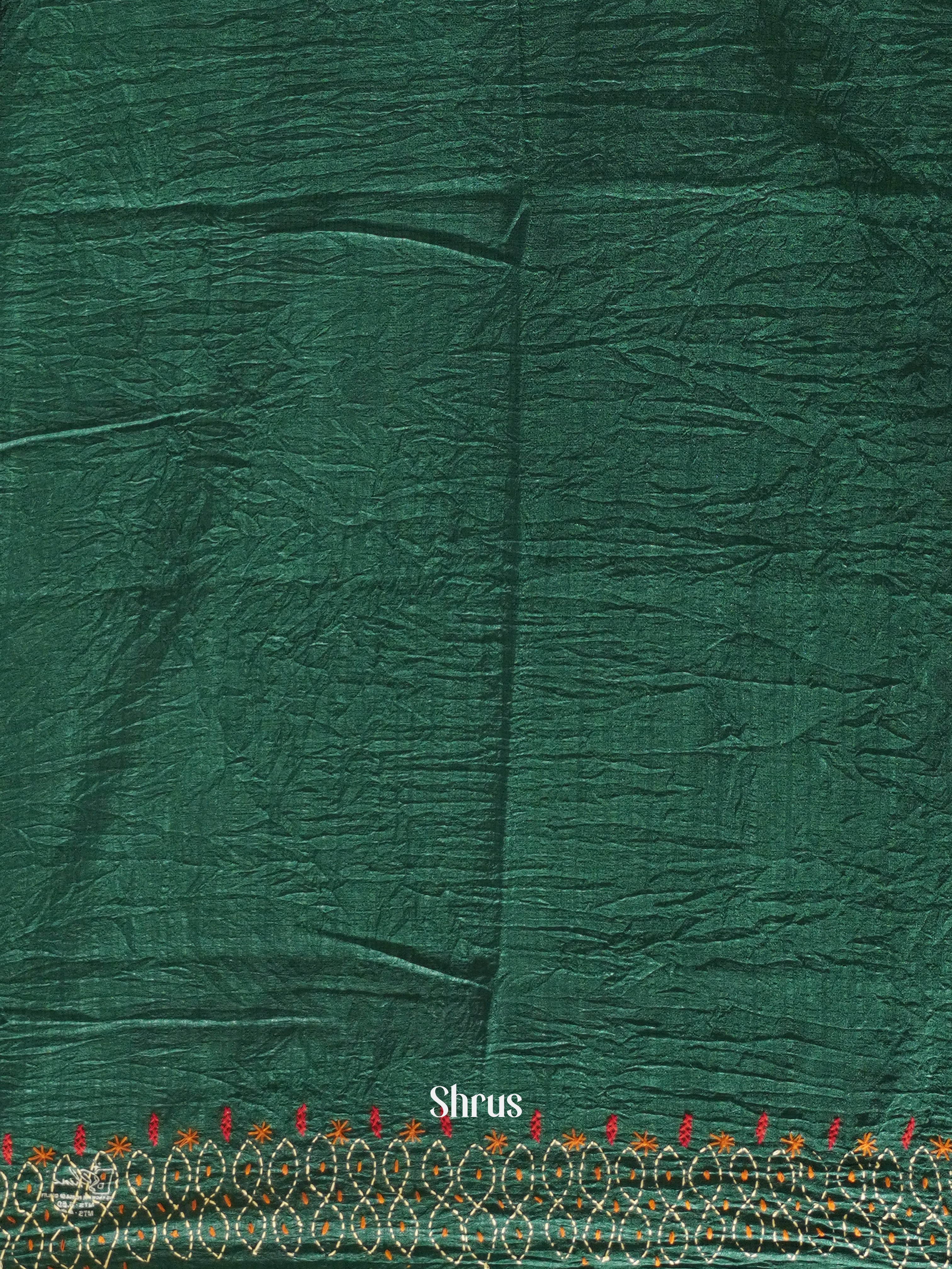 Green(Single Tone) - Semi Kantha Saree - Shop on ShrusEternity.com