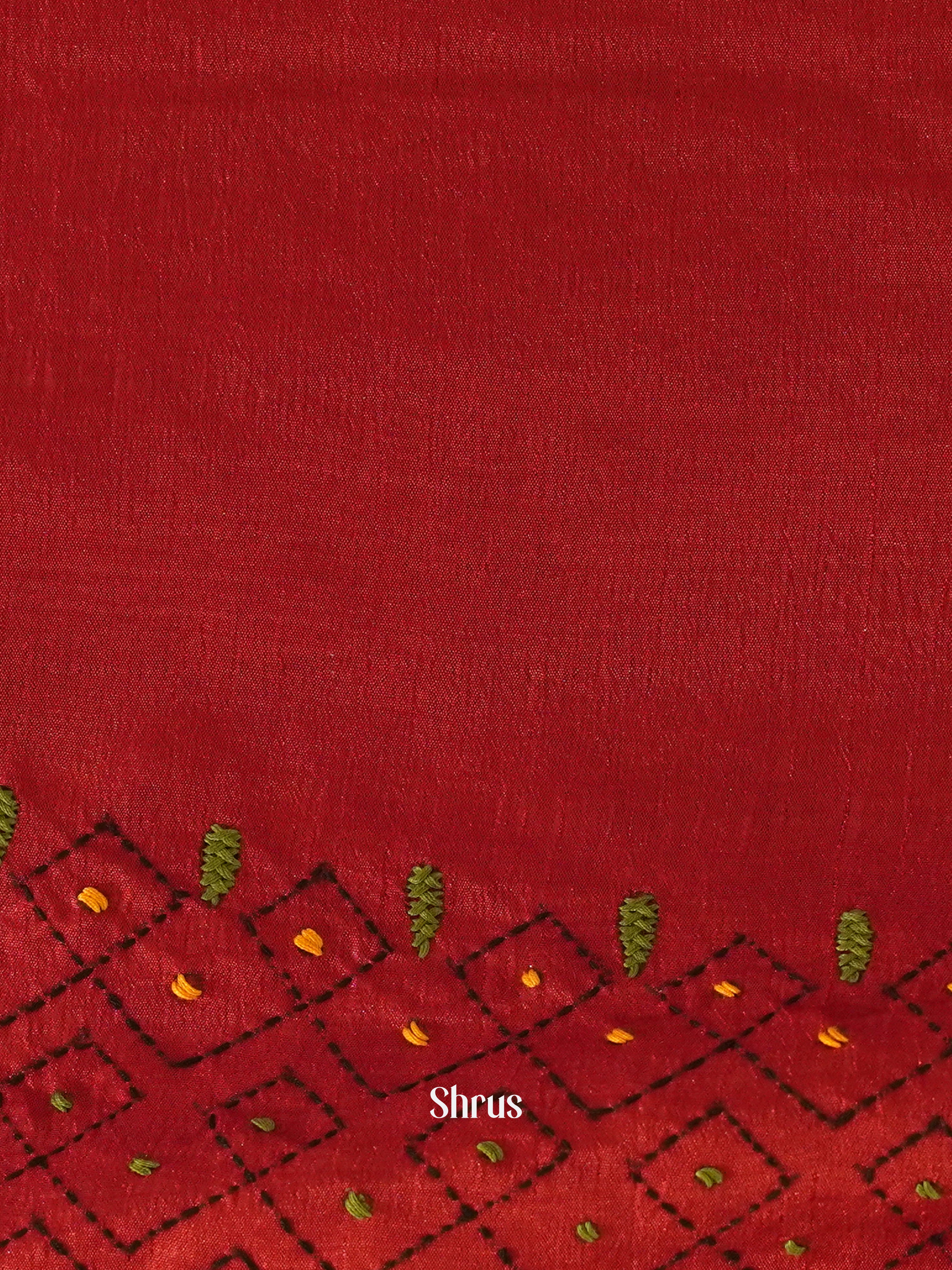 Red - Semi Kantha Saree