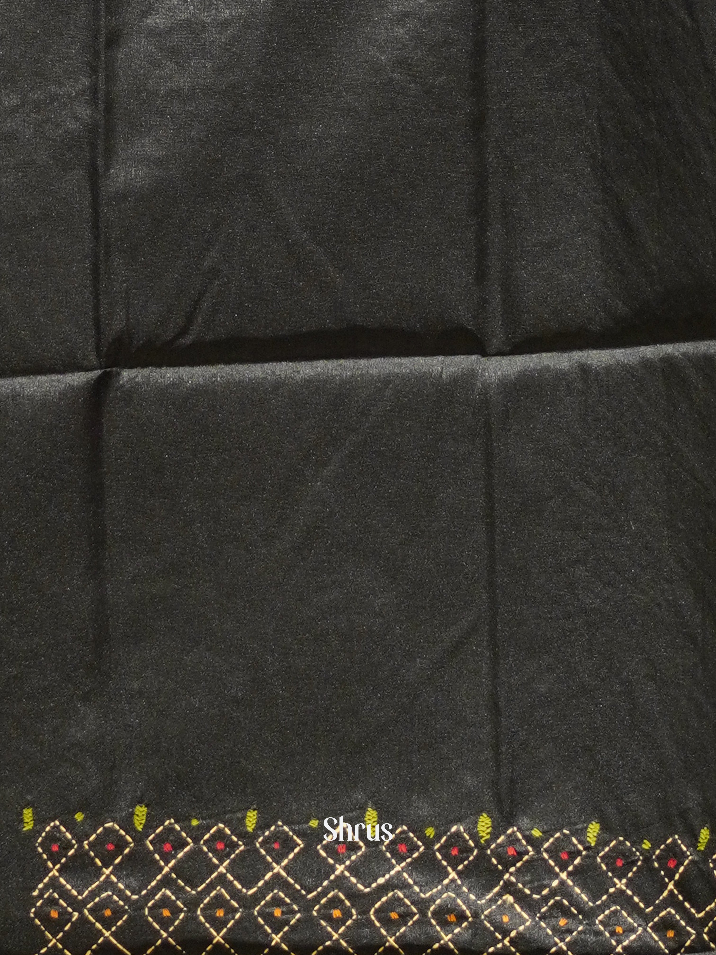 Black(Single Tone) - Semi Kantha Saree - Shop on ShrusEternity.com