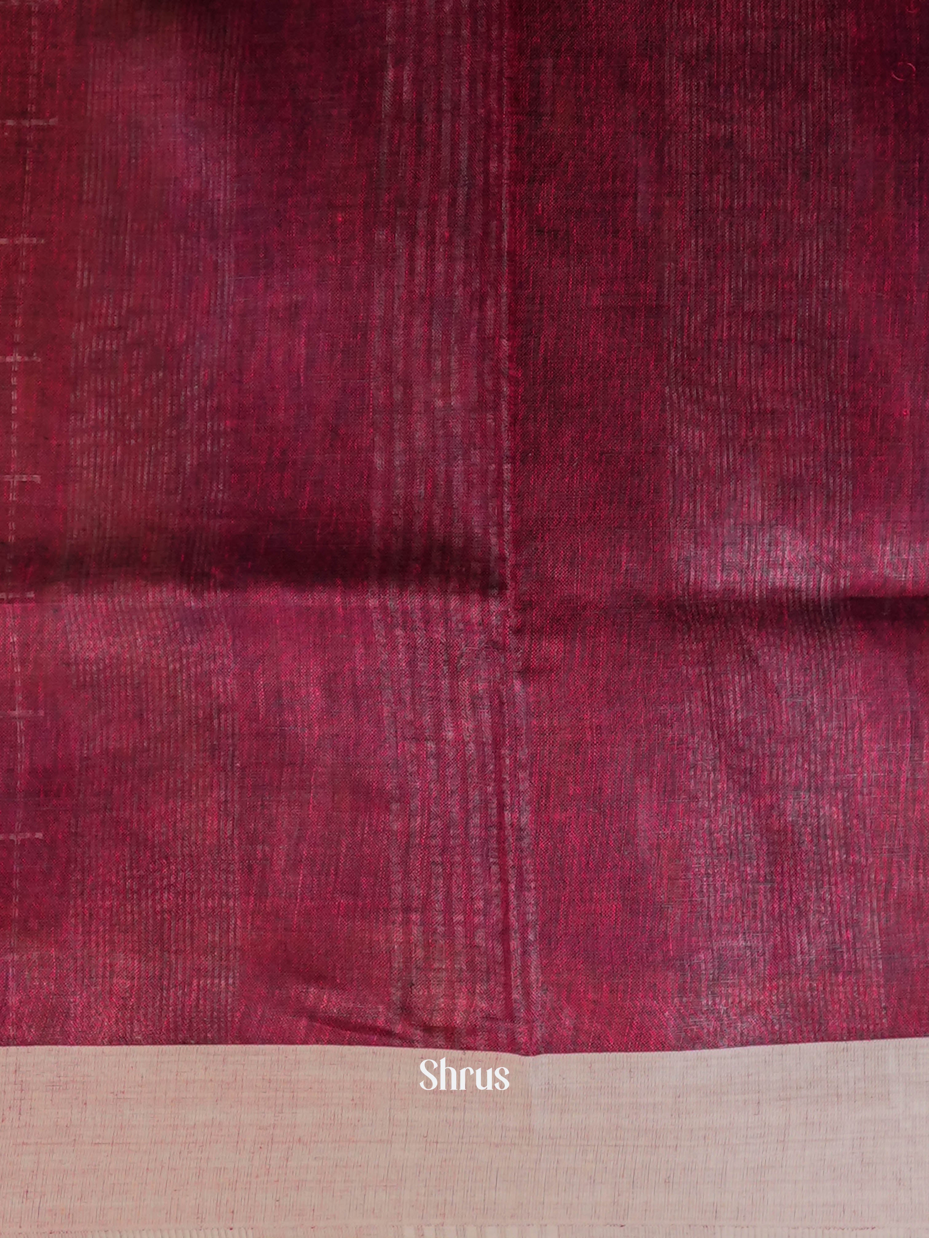 Maroon & Dusty Pink - Linen Saree