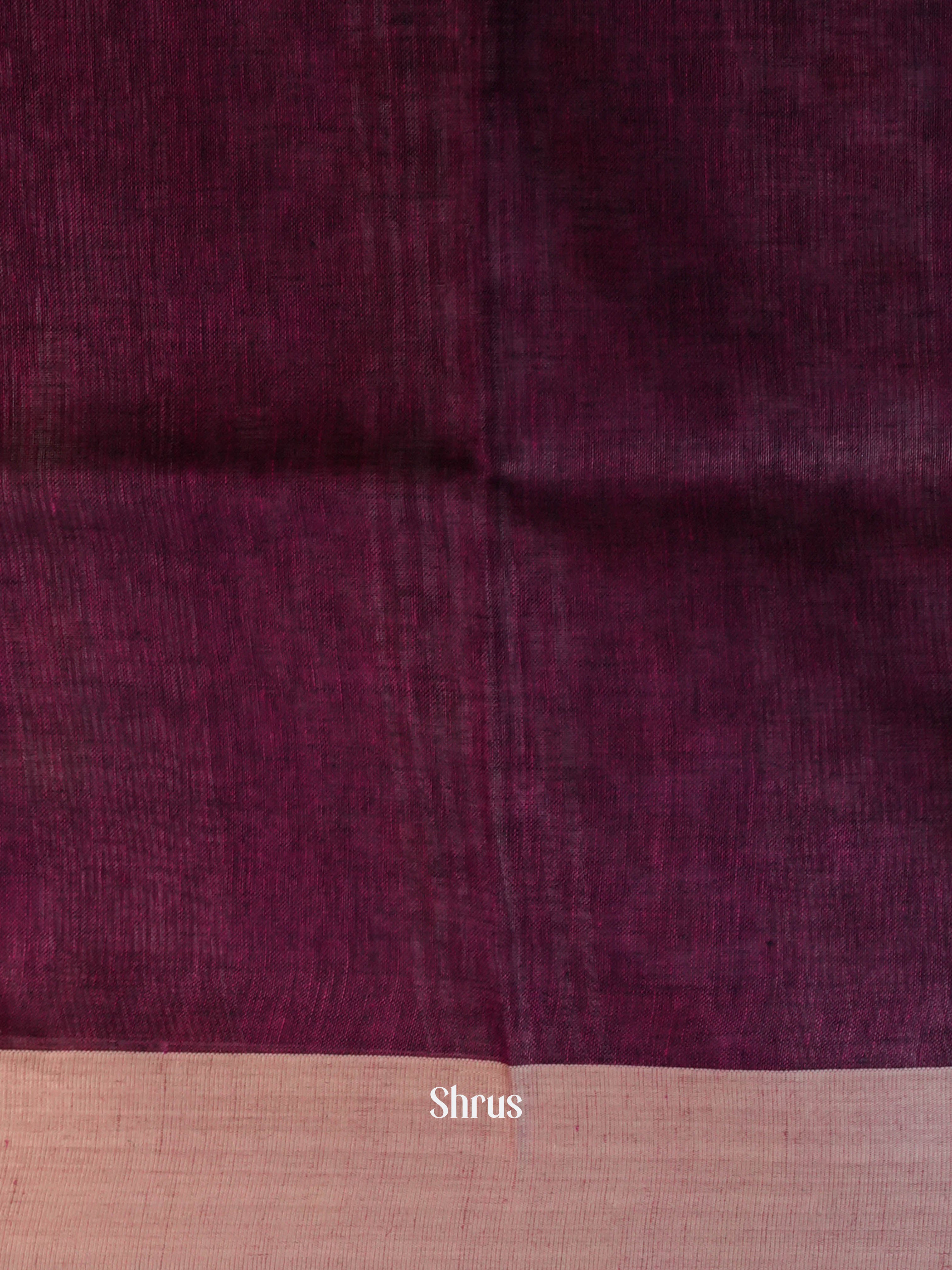 Dark Magenta  - Linen Saree Saree