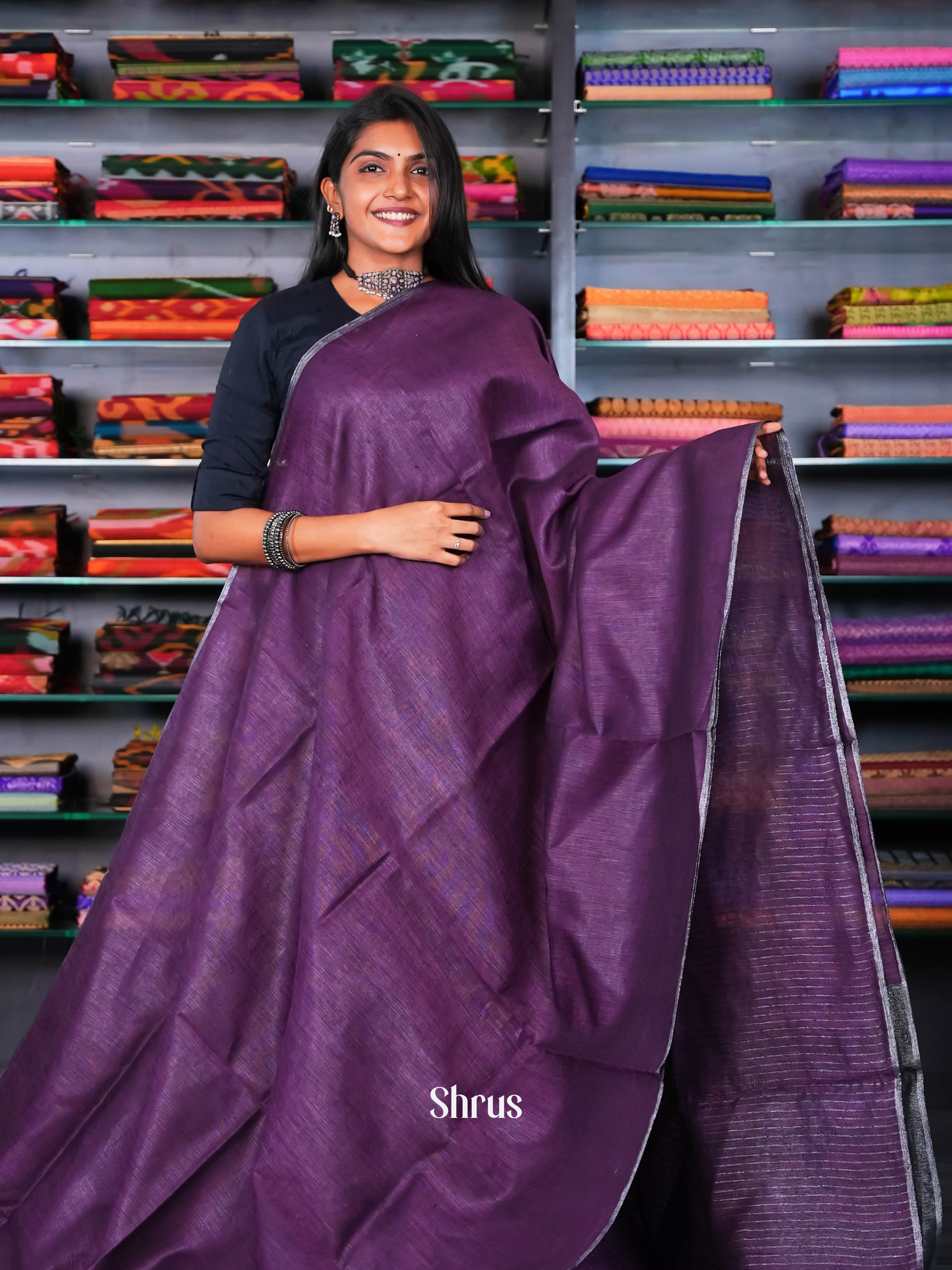 Purple  - Linen Saree