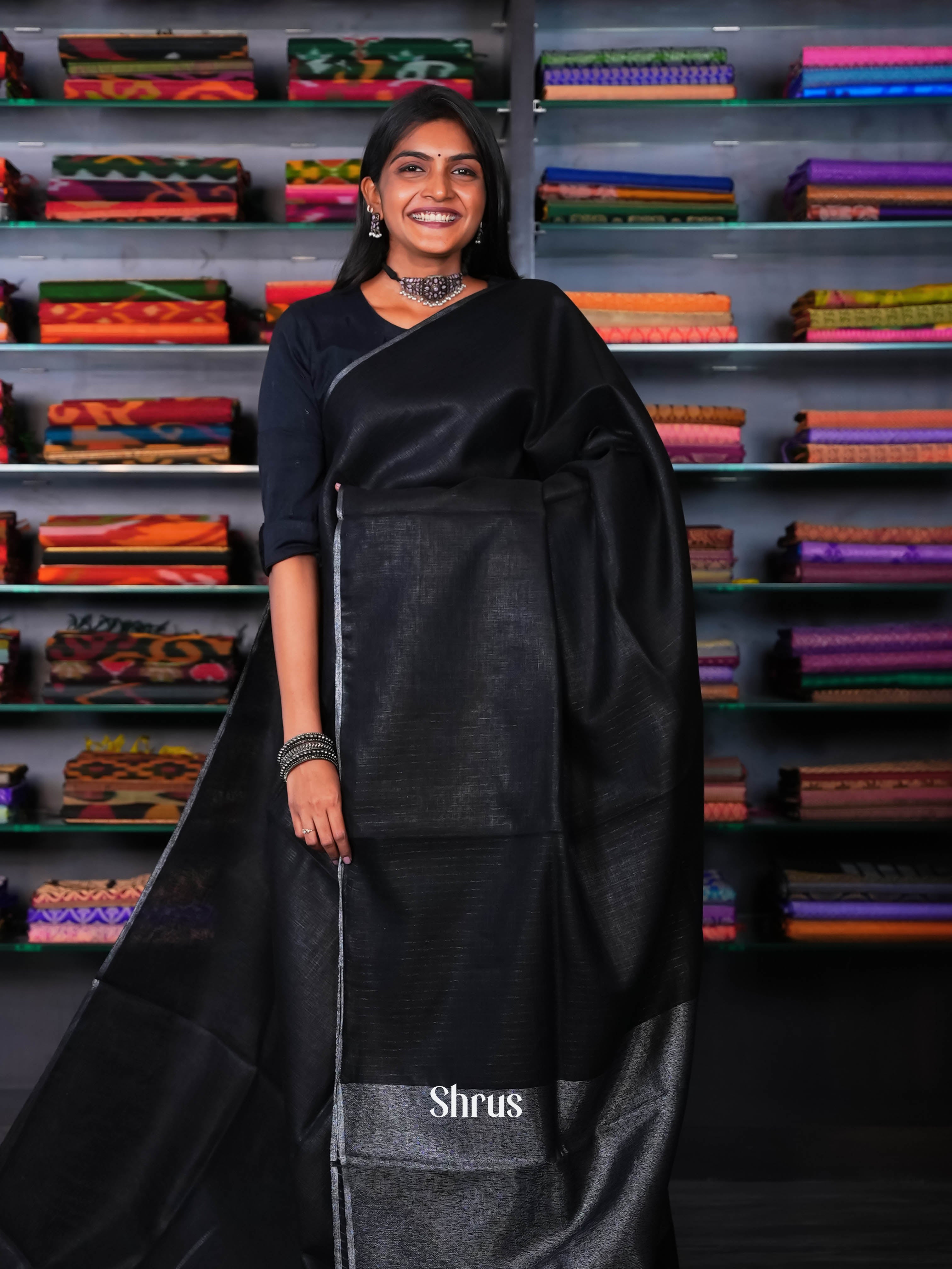 Black- Linen Saree