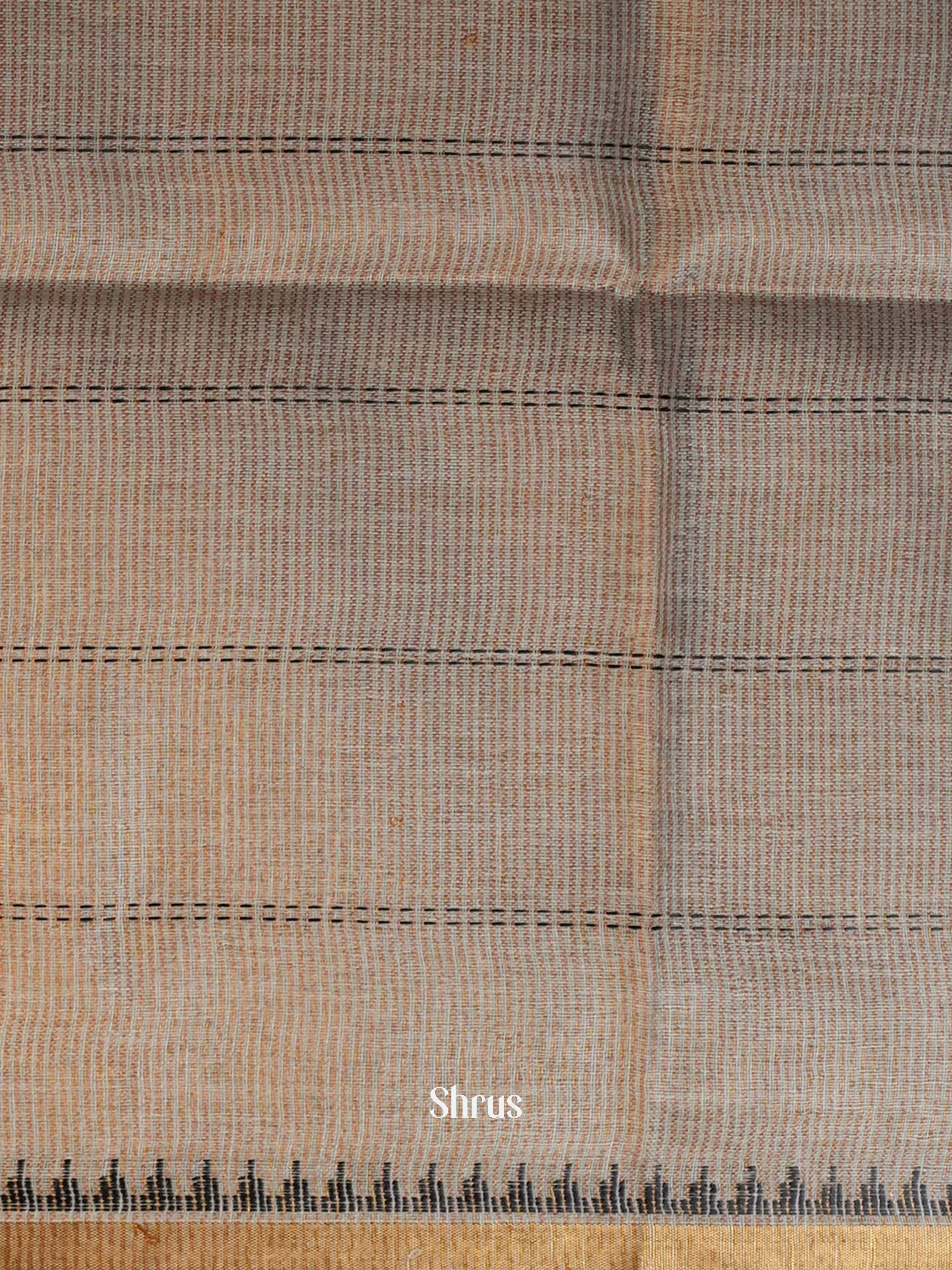 Ecru Beige  - Linen Saree Saree