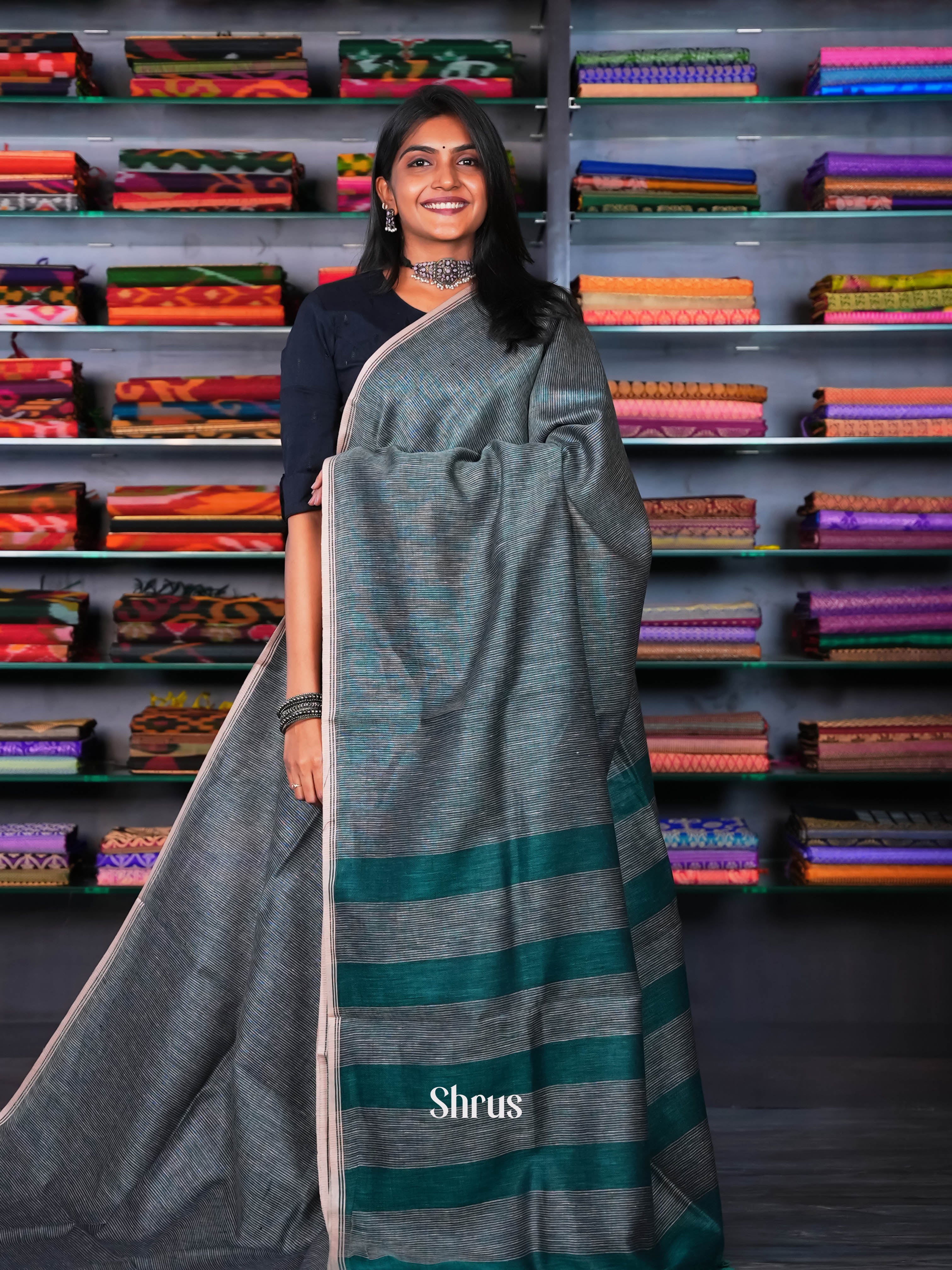 Green - Linen Saree