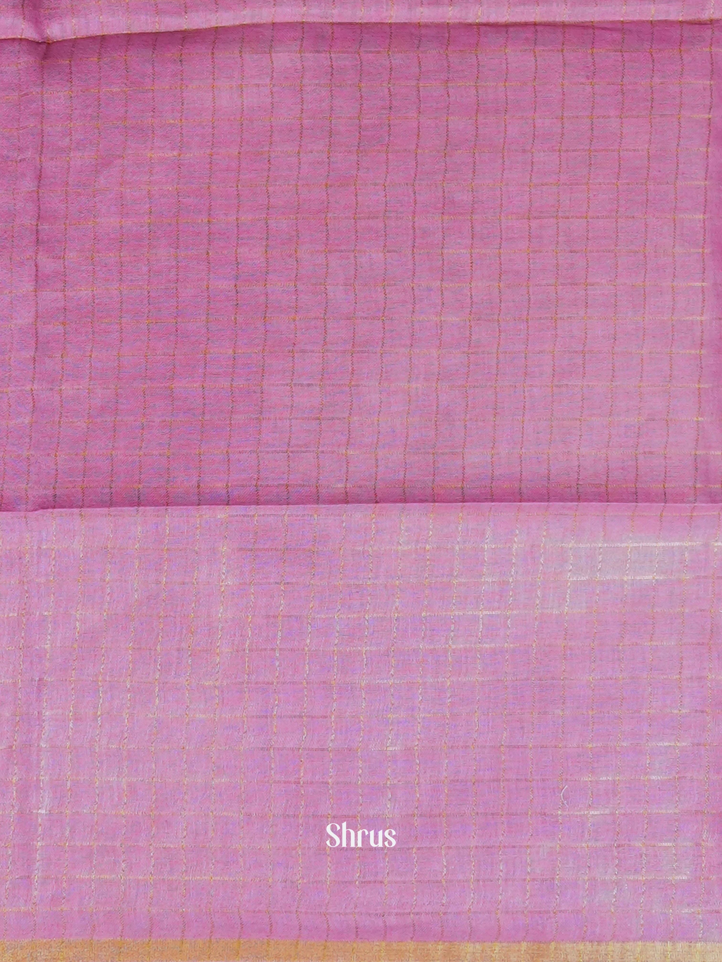 Cream  & Pink  - Linen Saree