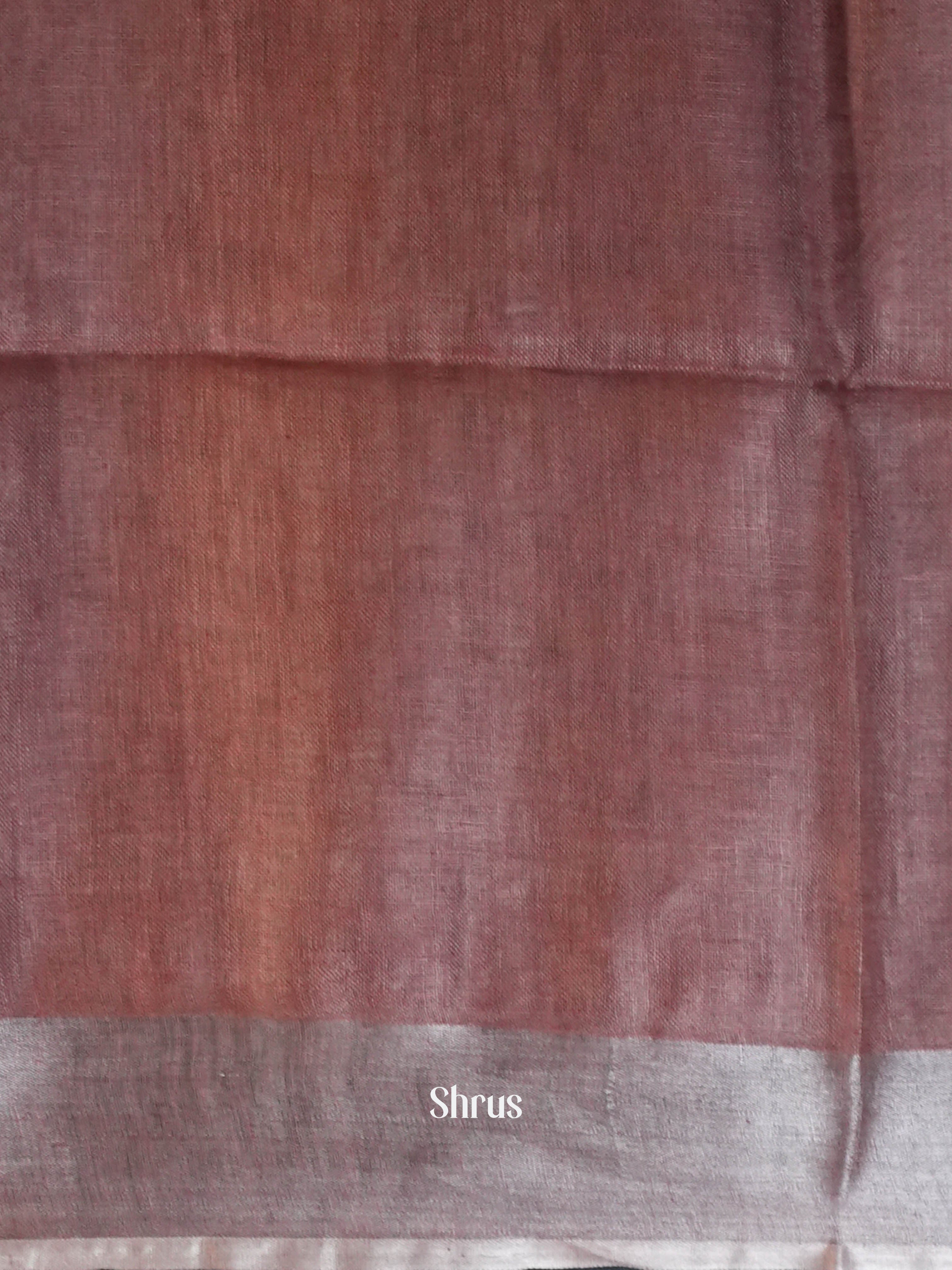 Peachy Brown  - Linen Saree Saree