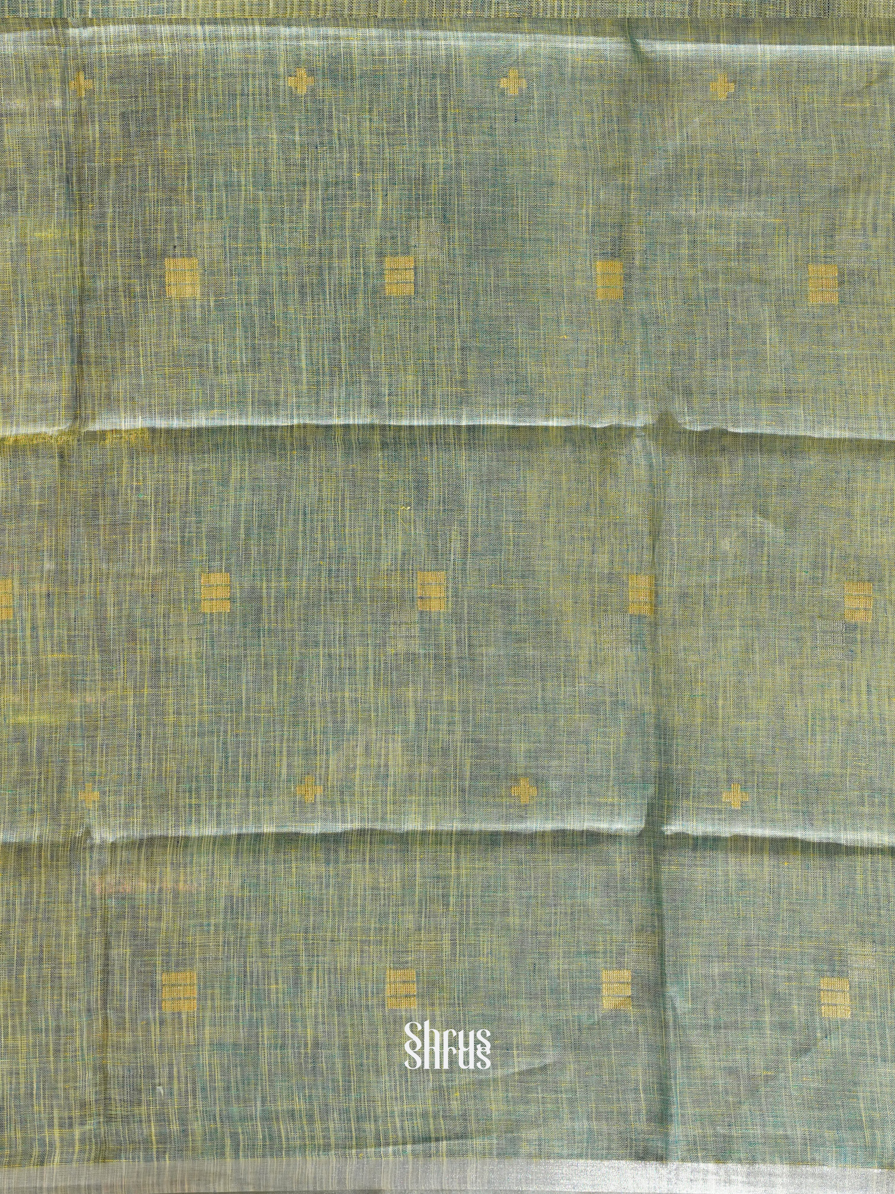 Brown & Green - Linen Saree - Shop on ShrusEternity.com