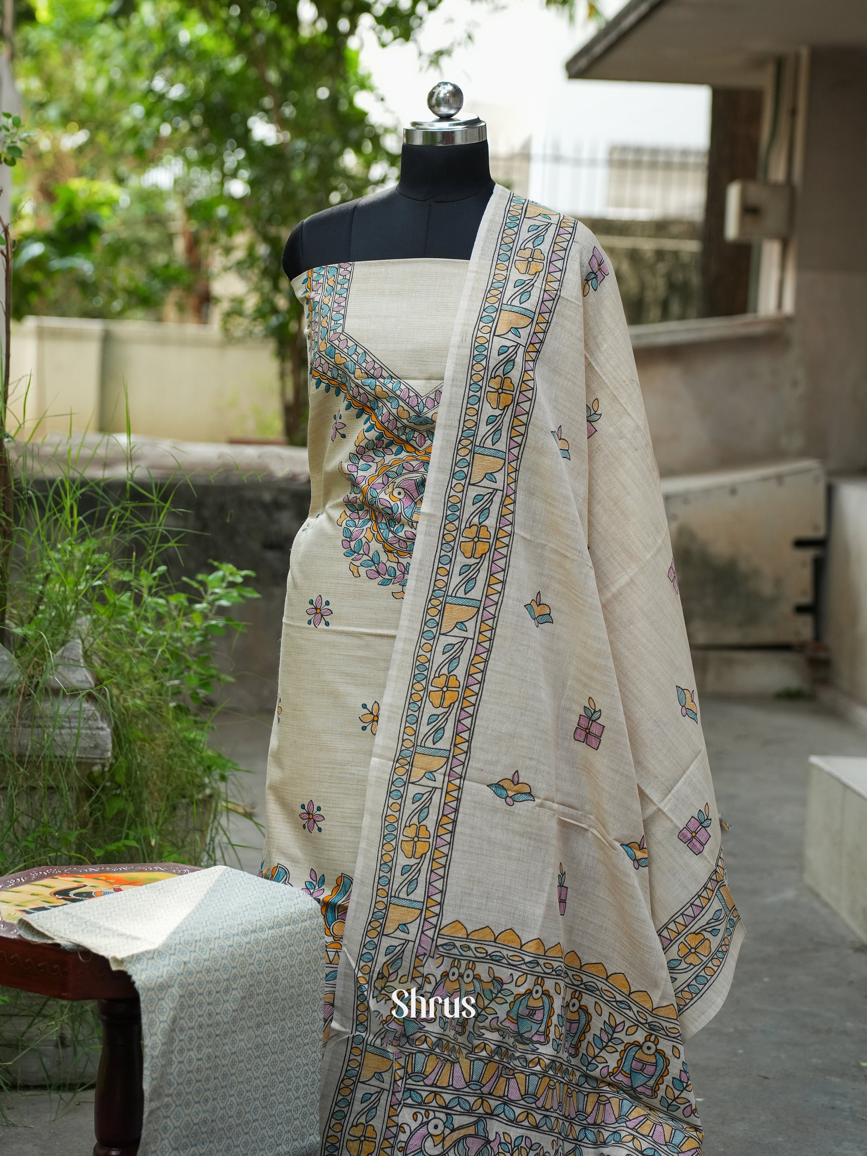 Cream  - Madhubani salwar - Shop on ShrusEternity.com