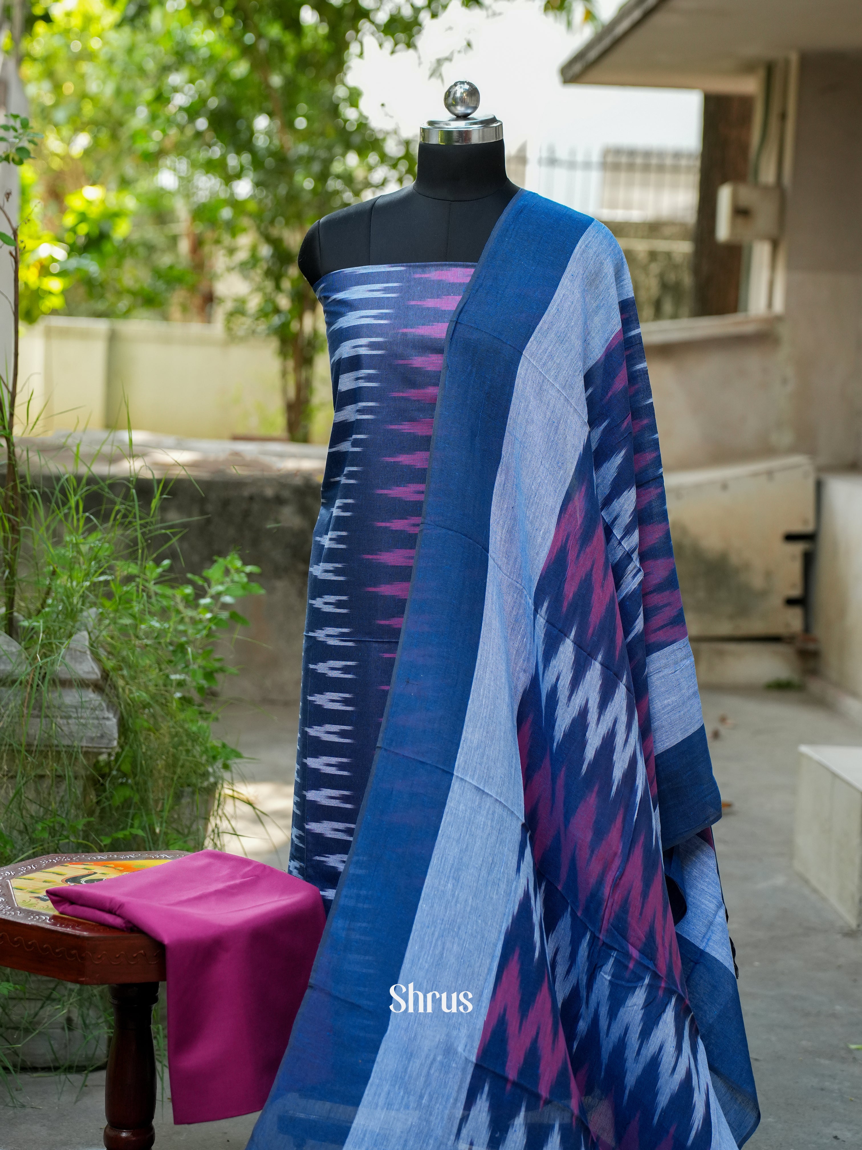 Blue  & Purple- Ikkat Salwar - Shop on ShrusEternity.com