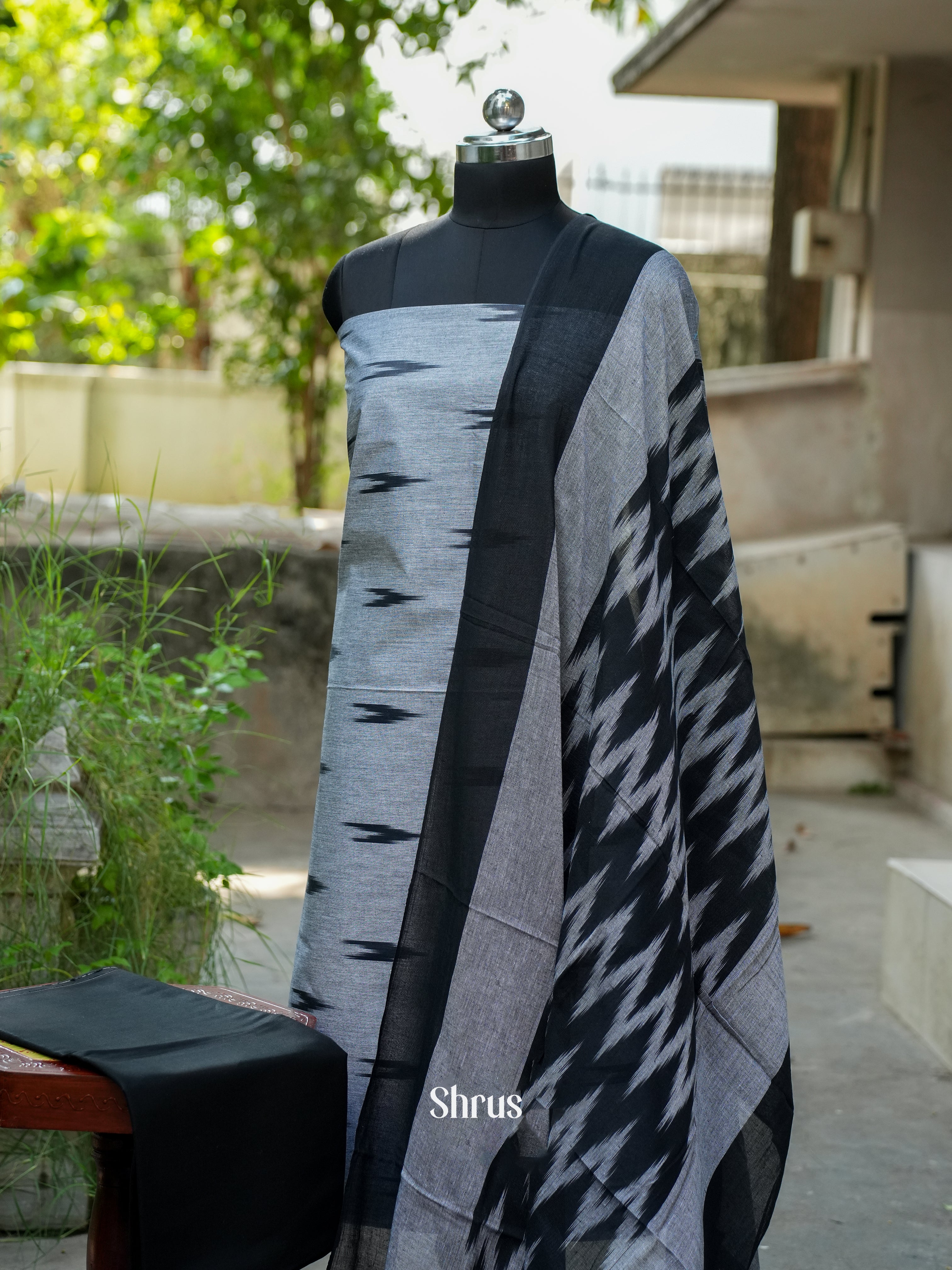 Grey & Black - Ikkat Salwar - Shop on ShrusEternity.com