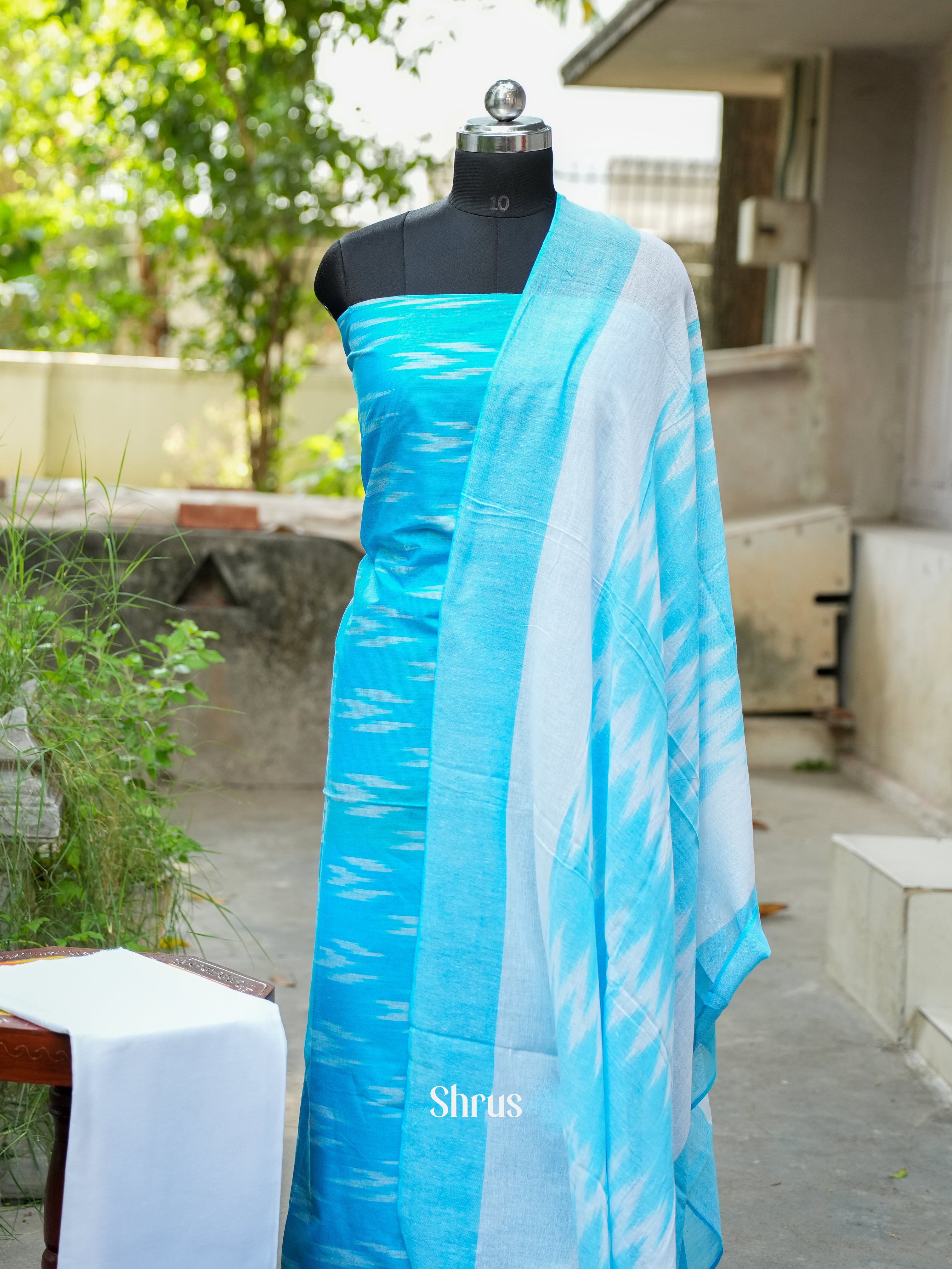 Blue & White - Ikkat Salwar - Shop on ShrusEternity.com