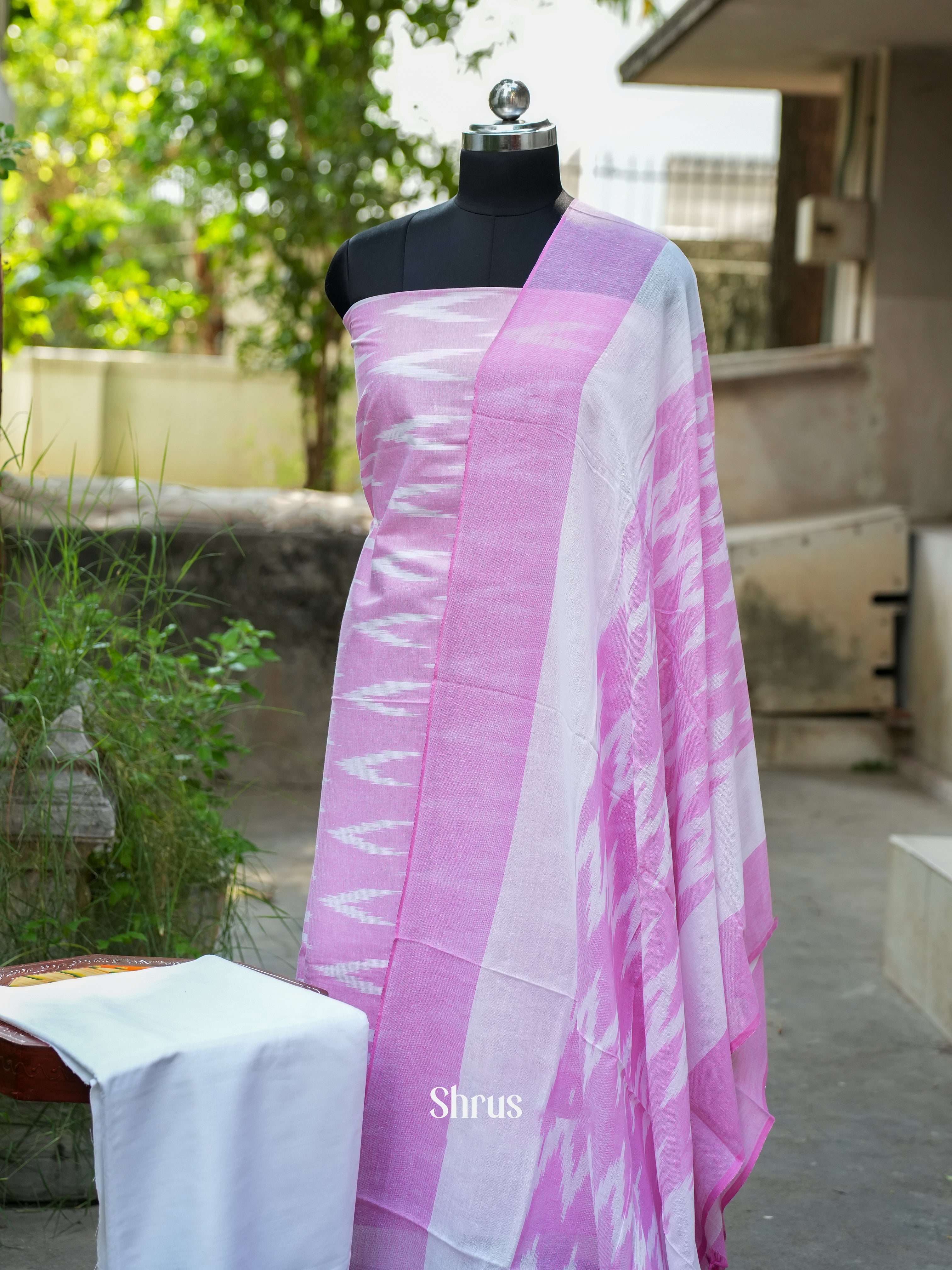 Pink & White - Ikkat Salwar - Shop on ShrusEternity.com
