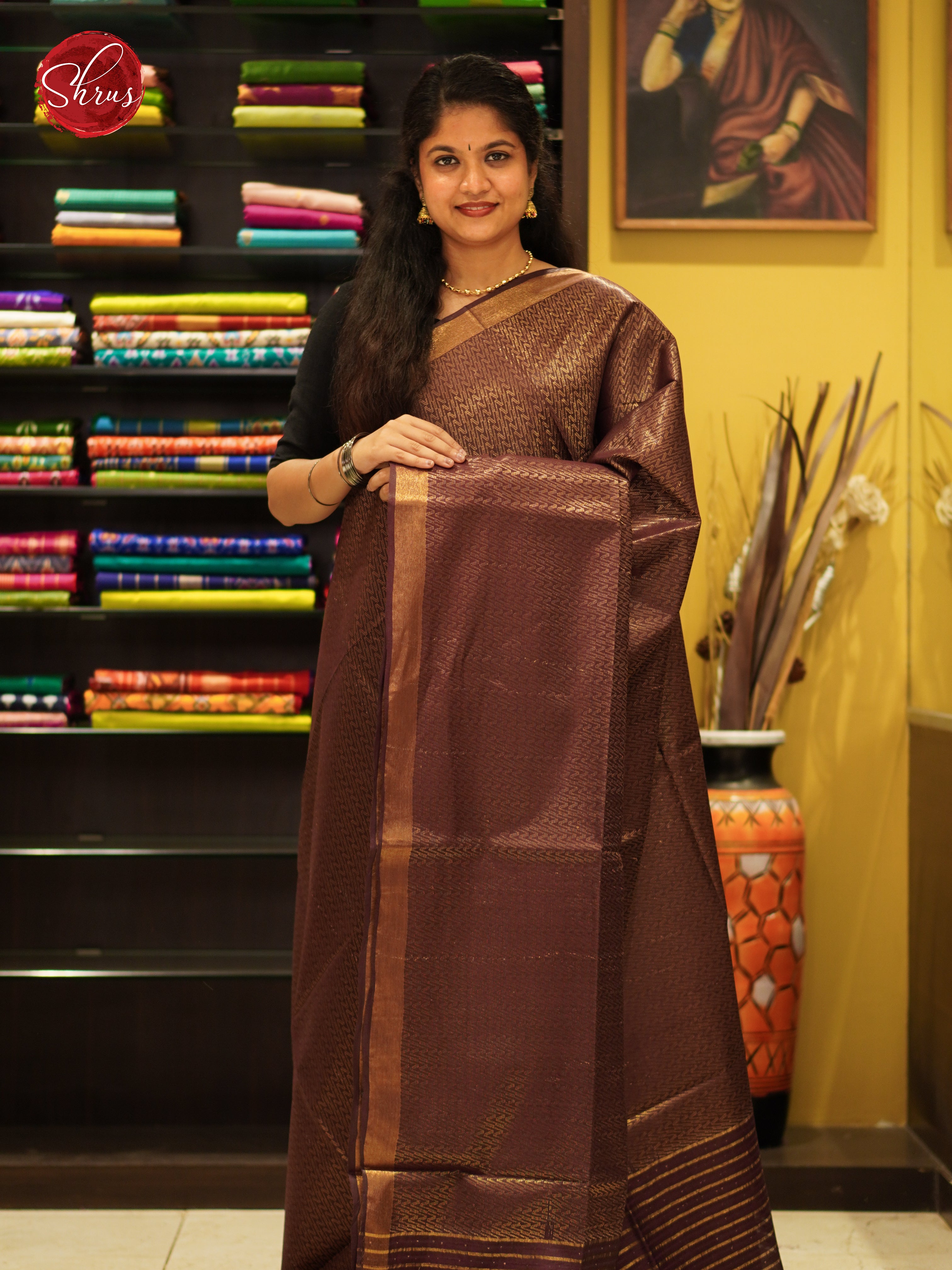 Brown(Single Tone) - Semi Tussar Saree - Shop on ShrusEternity.com