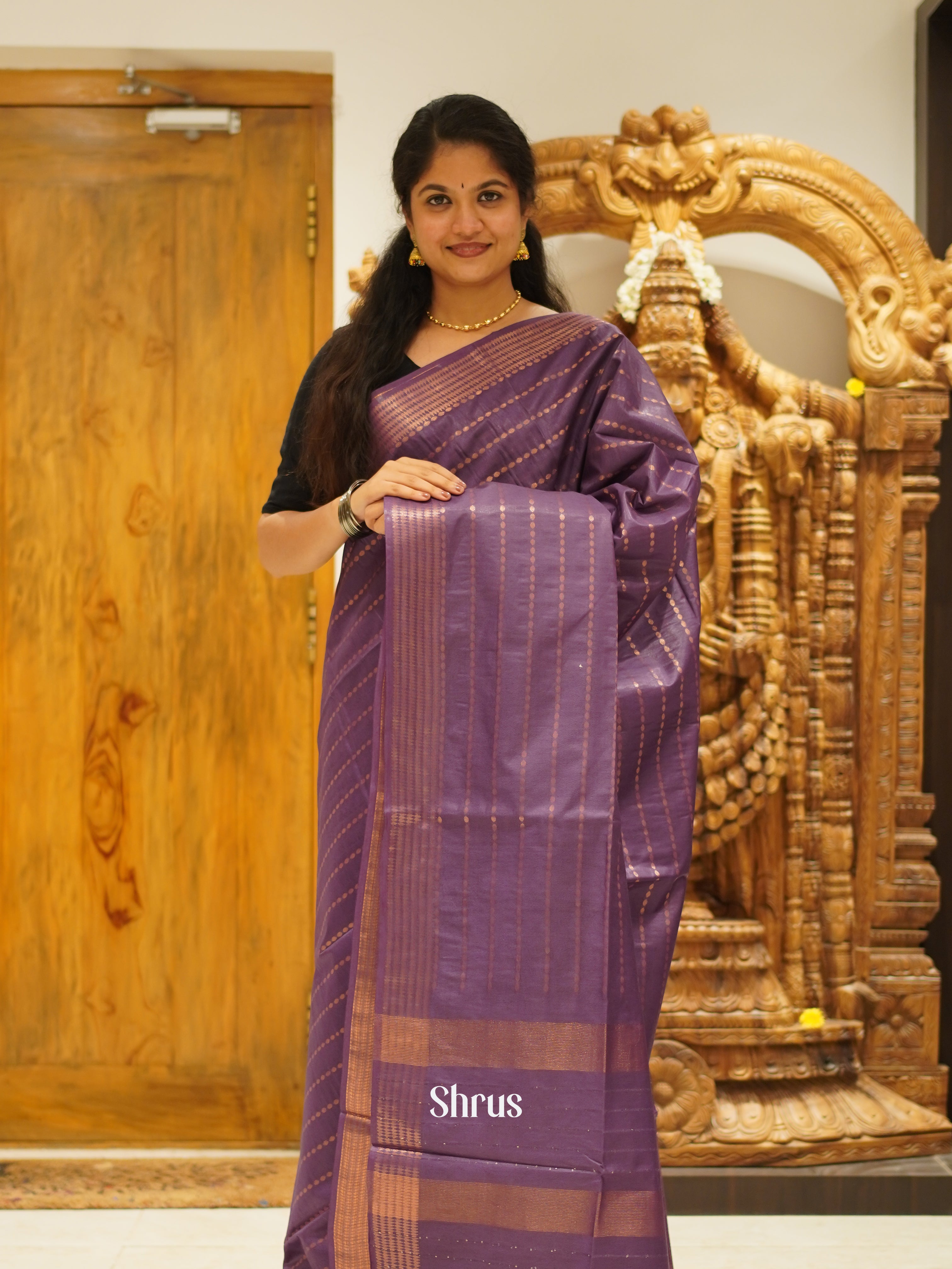 Purple (Single Tone)- Semi Tussar Saree - Shop on ShrusEternity.com