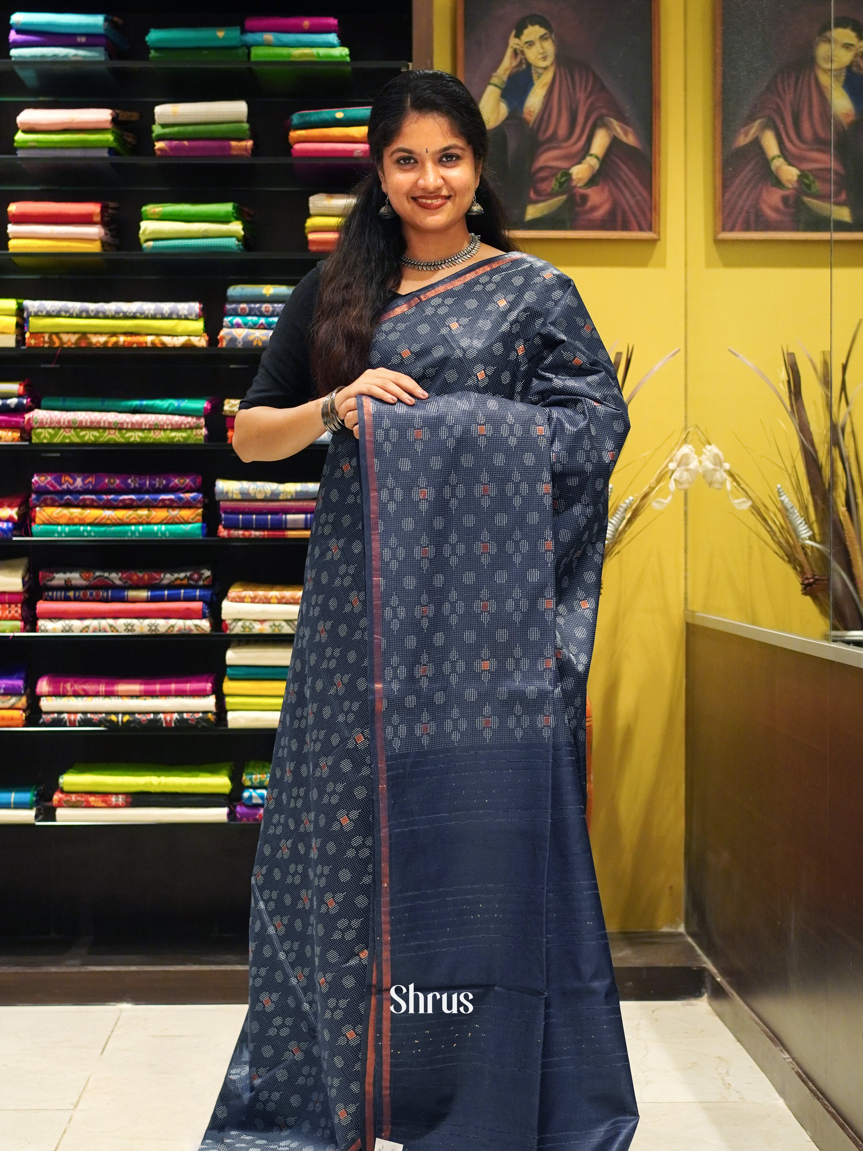 Blue(Single Tone)- Semi Tussar Saree - Shop on ShrusEternity.com