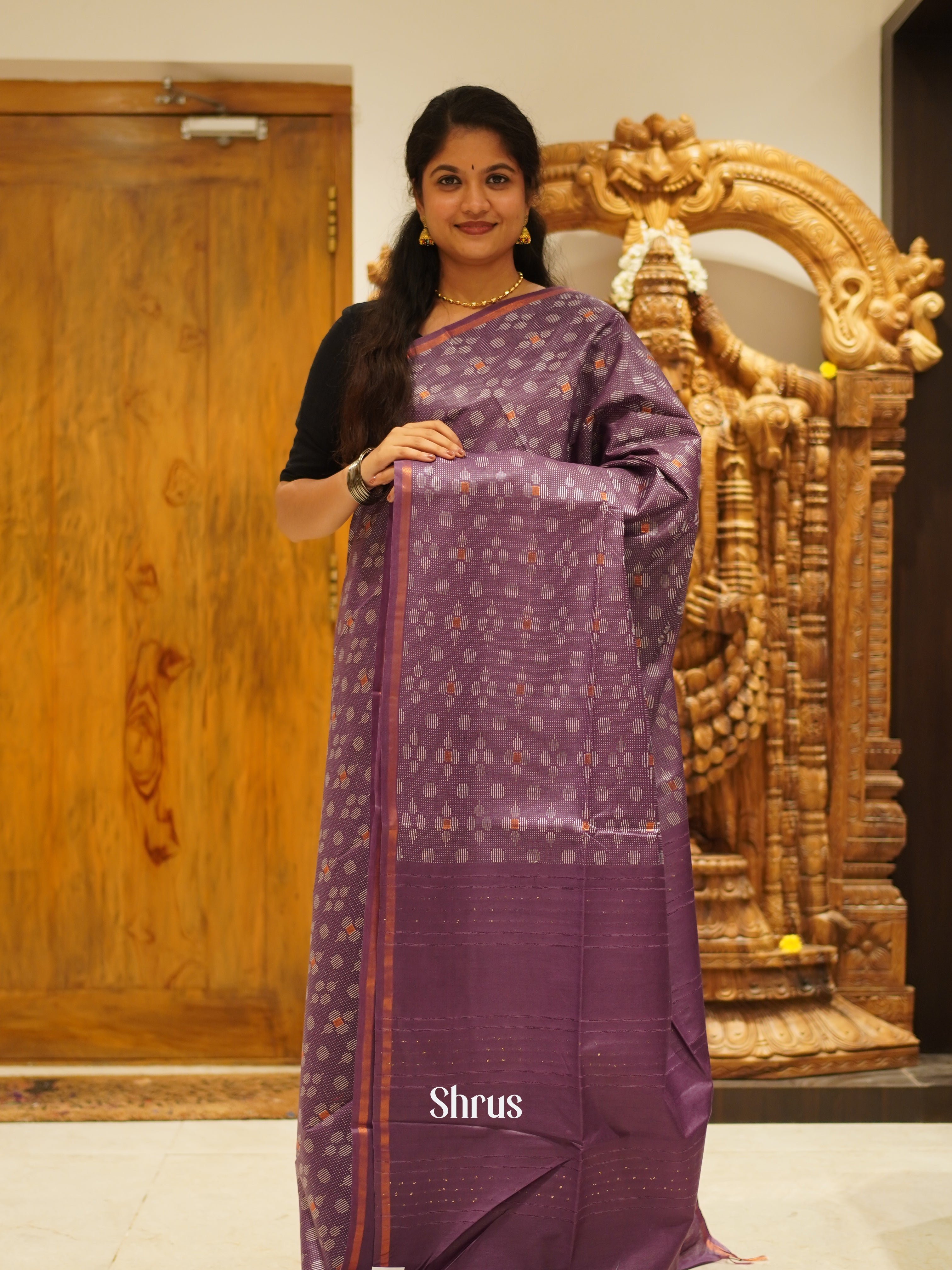 Purple (Single Tone) - Semi Tussar Saree - Shop on ShrusEternity.com