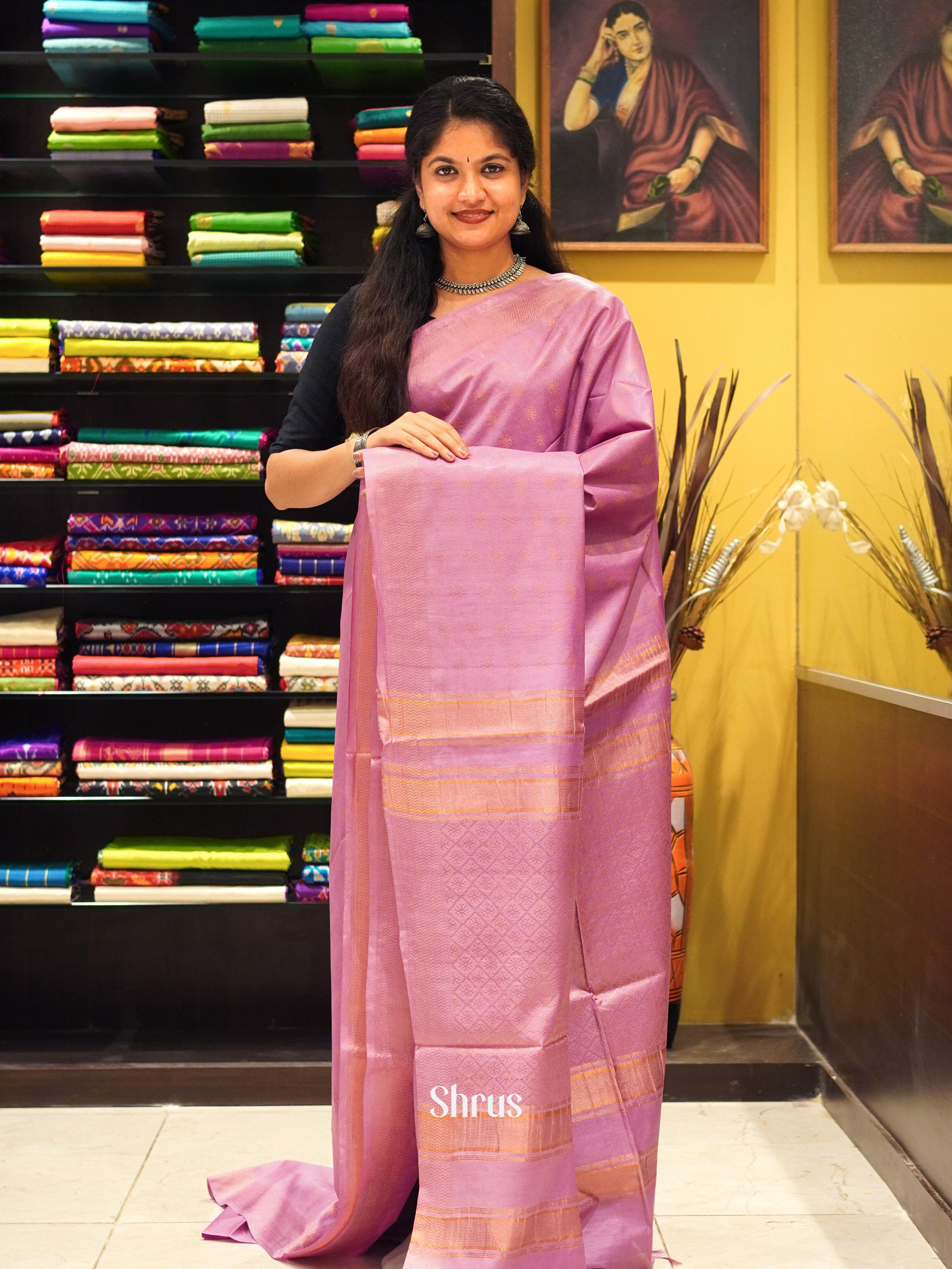 Pink(single Tone)- Semi Tussar Saree - Shop on ShrusEternity.com