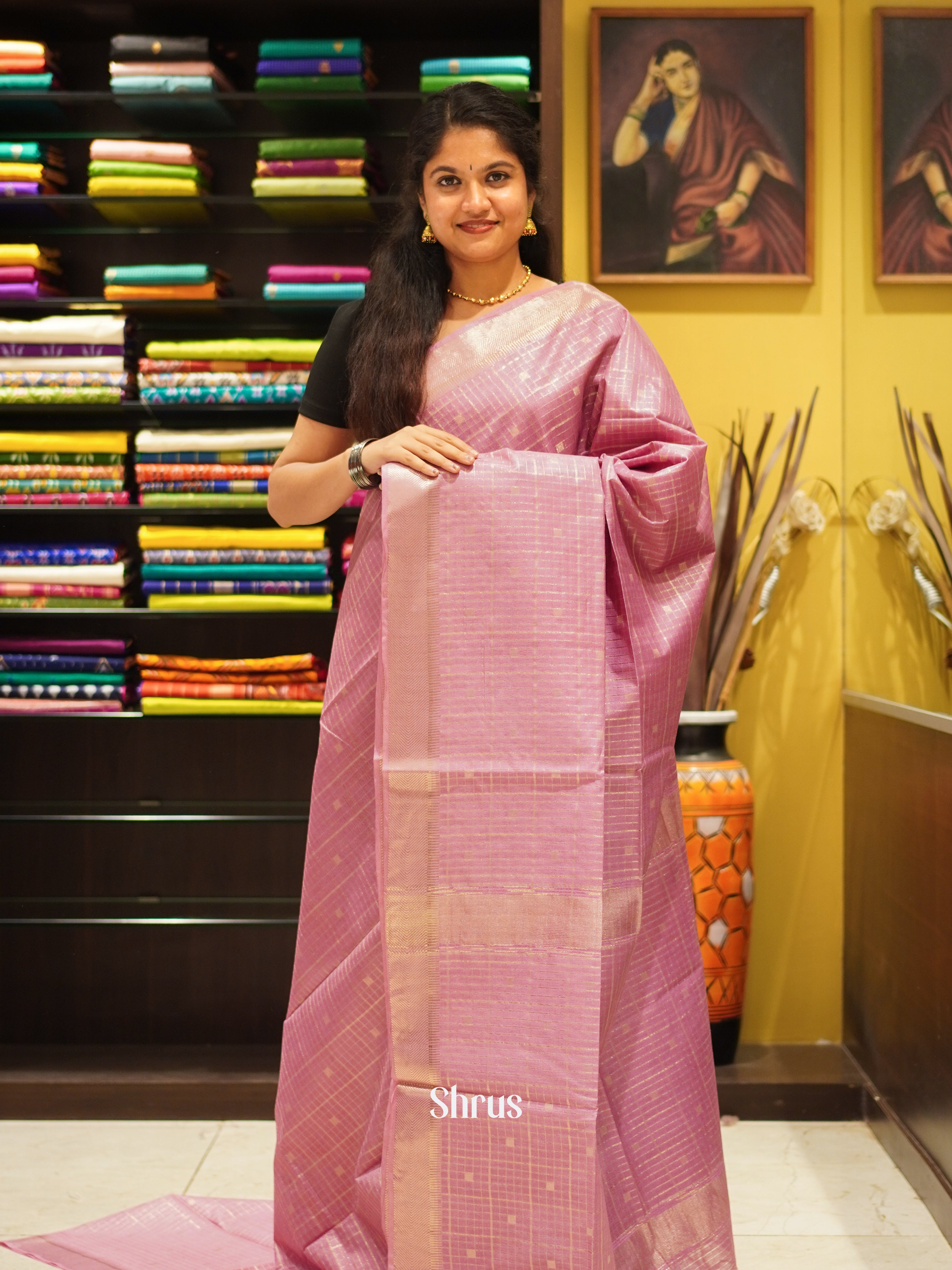 Pink(Single Tone) - Semi Tussar Saree - Shop on ShrusEternity.com