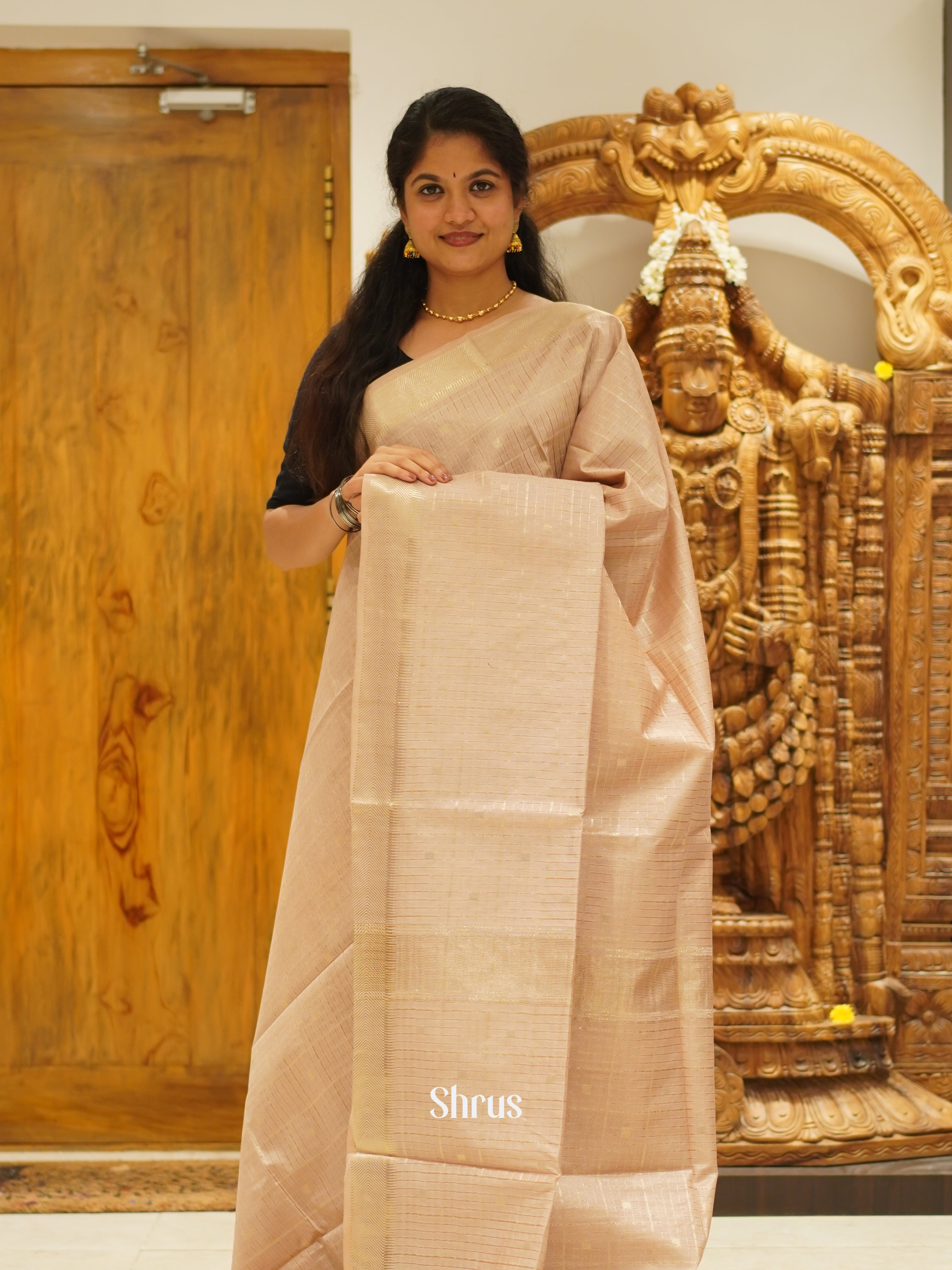 Dusty Brown(Single Tone)- Semi Tussar Saree - Shop on ShrusEternity.com