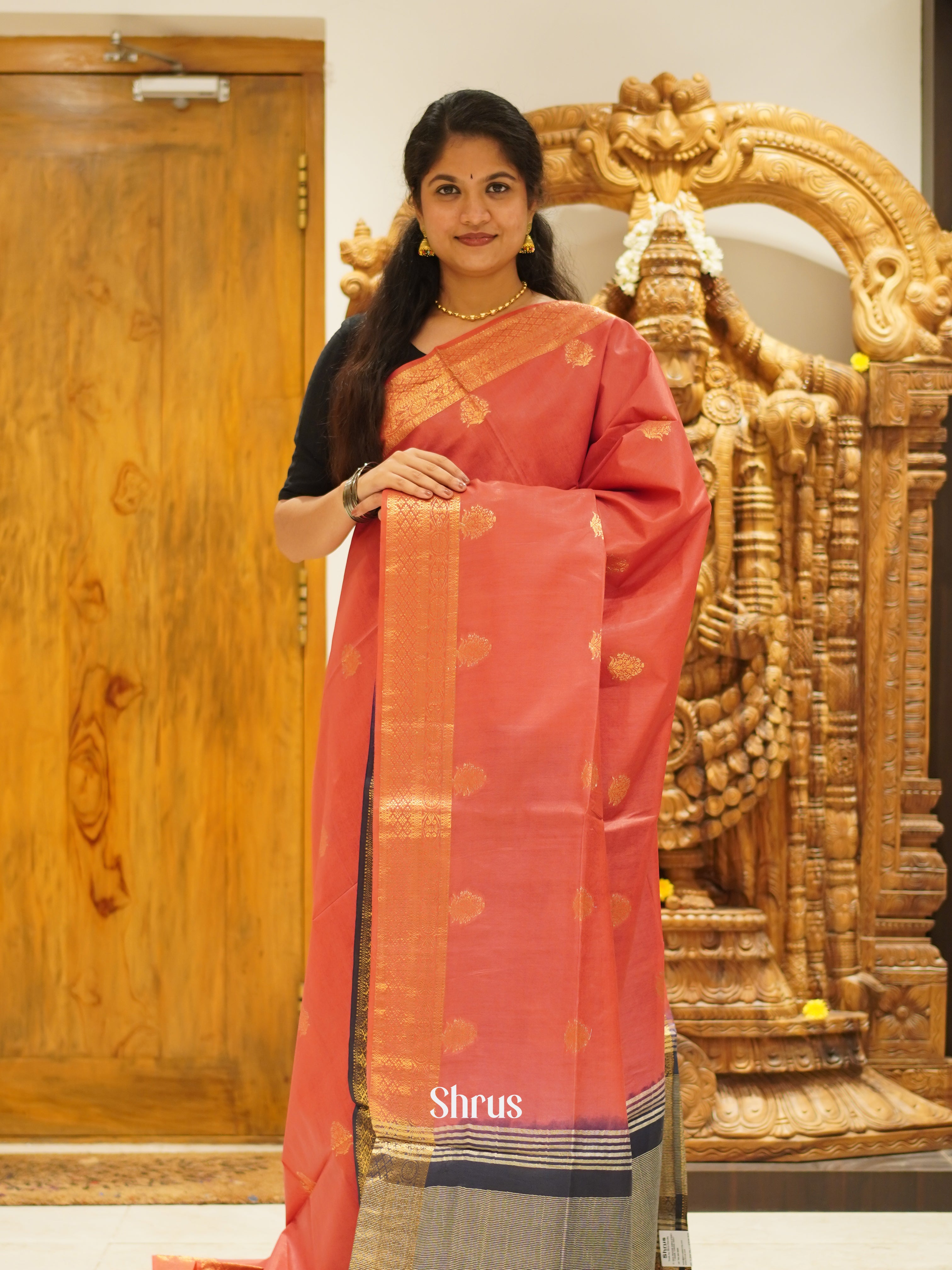 Pink & Grey - Semi Tussar Saree - Shop on ShrusEternity.com