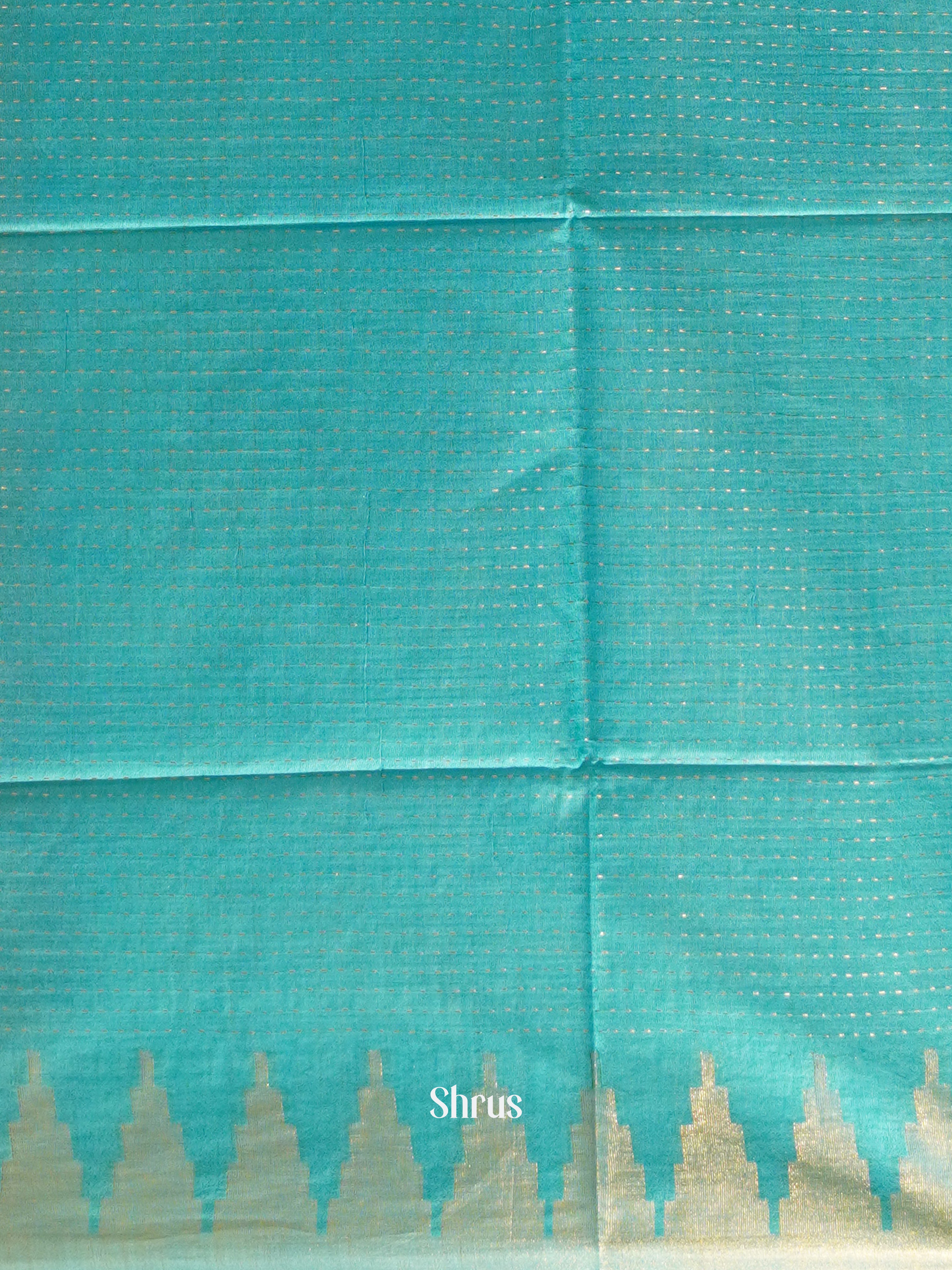 Peachish Orange & Blue - Semi Tussar Saree - Shop on ShrusEternity.com