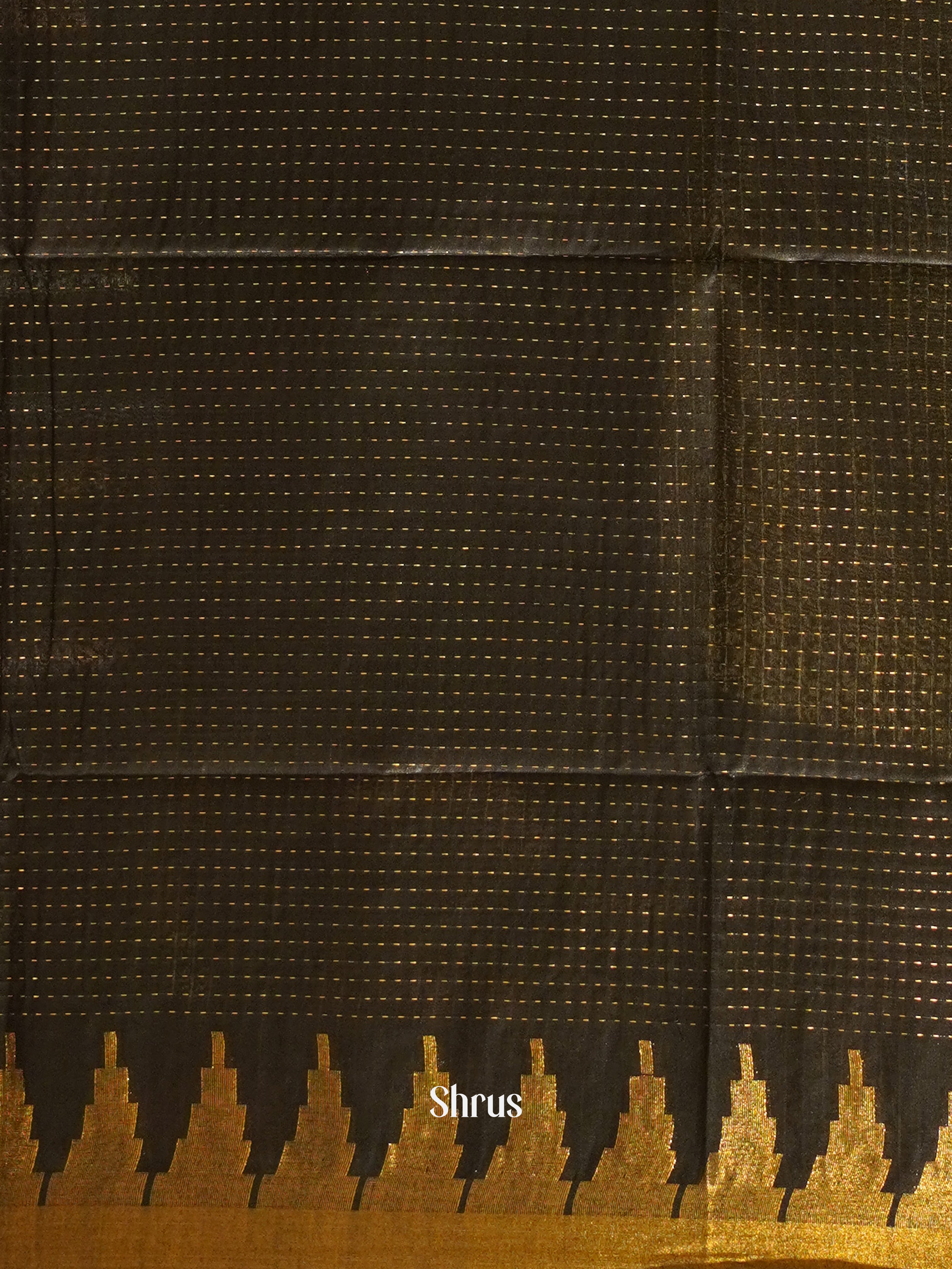 Mustard & Black - Semi Tussar Saree - Shop on ShrusEternity.com