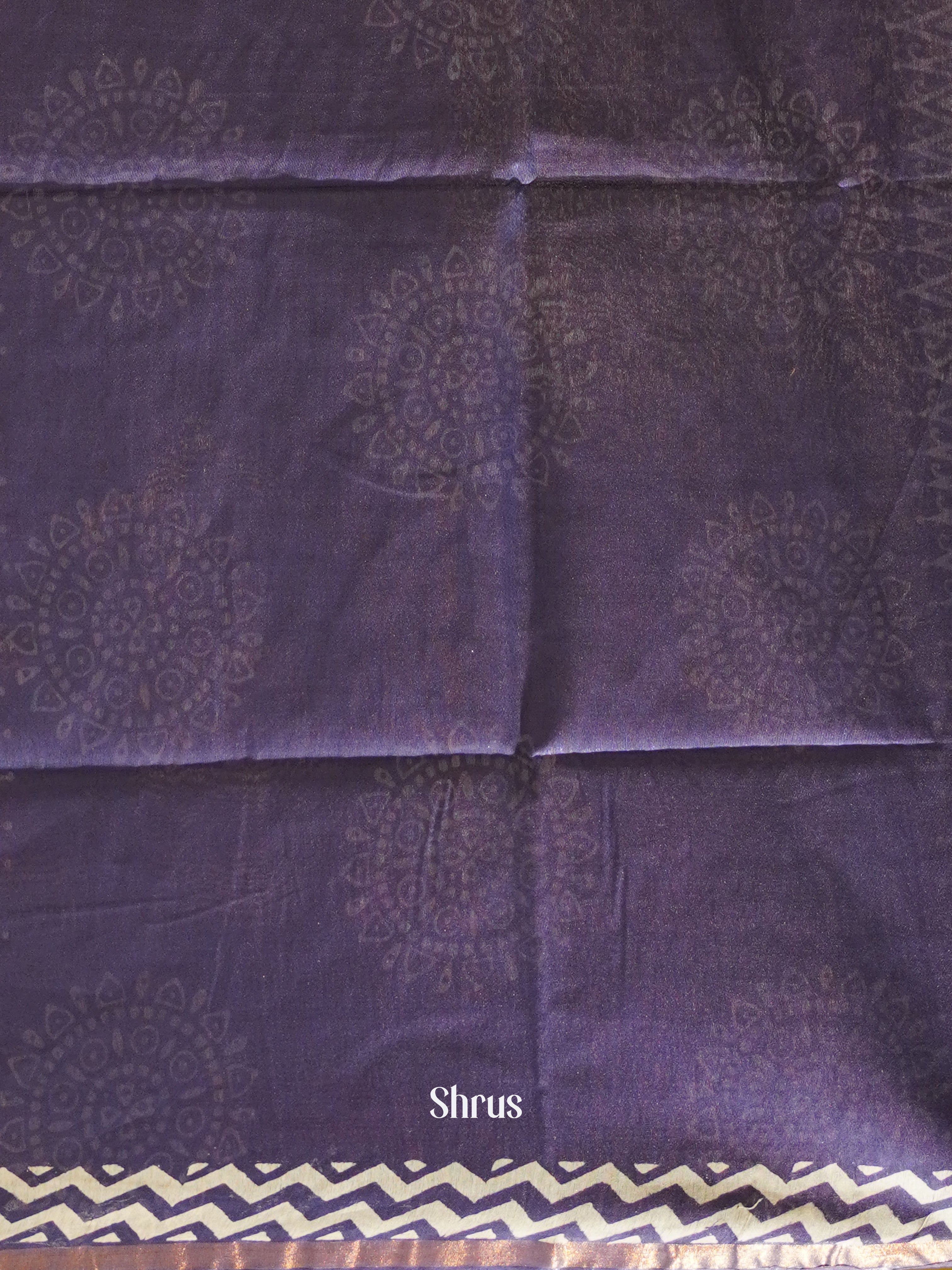 Cream & Violet - Bhatik Saree - Shop on ShrusEternity.com