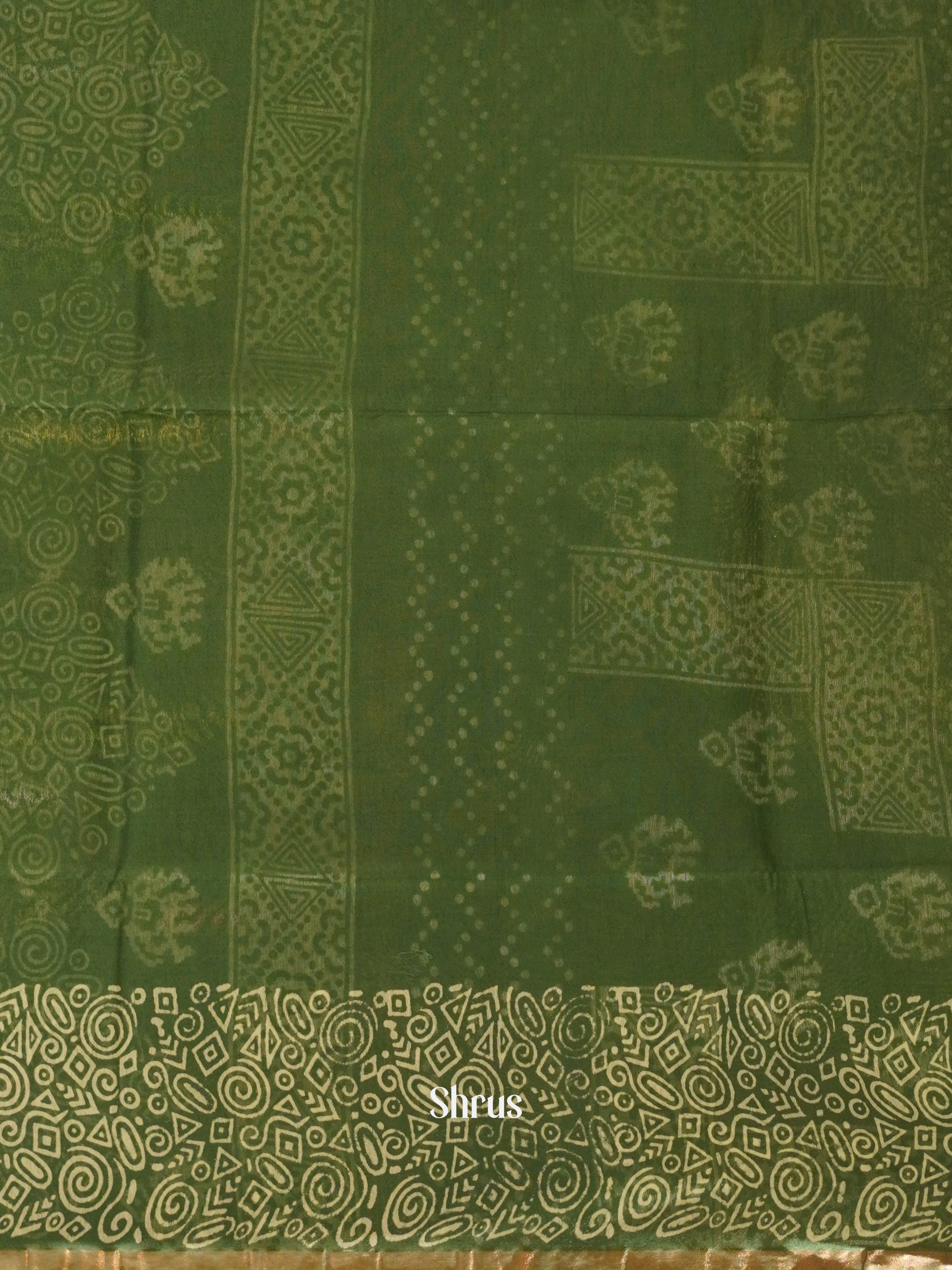 Green & Cream - Bhatik Saree - Shop on ShrusEternity.com