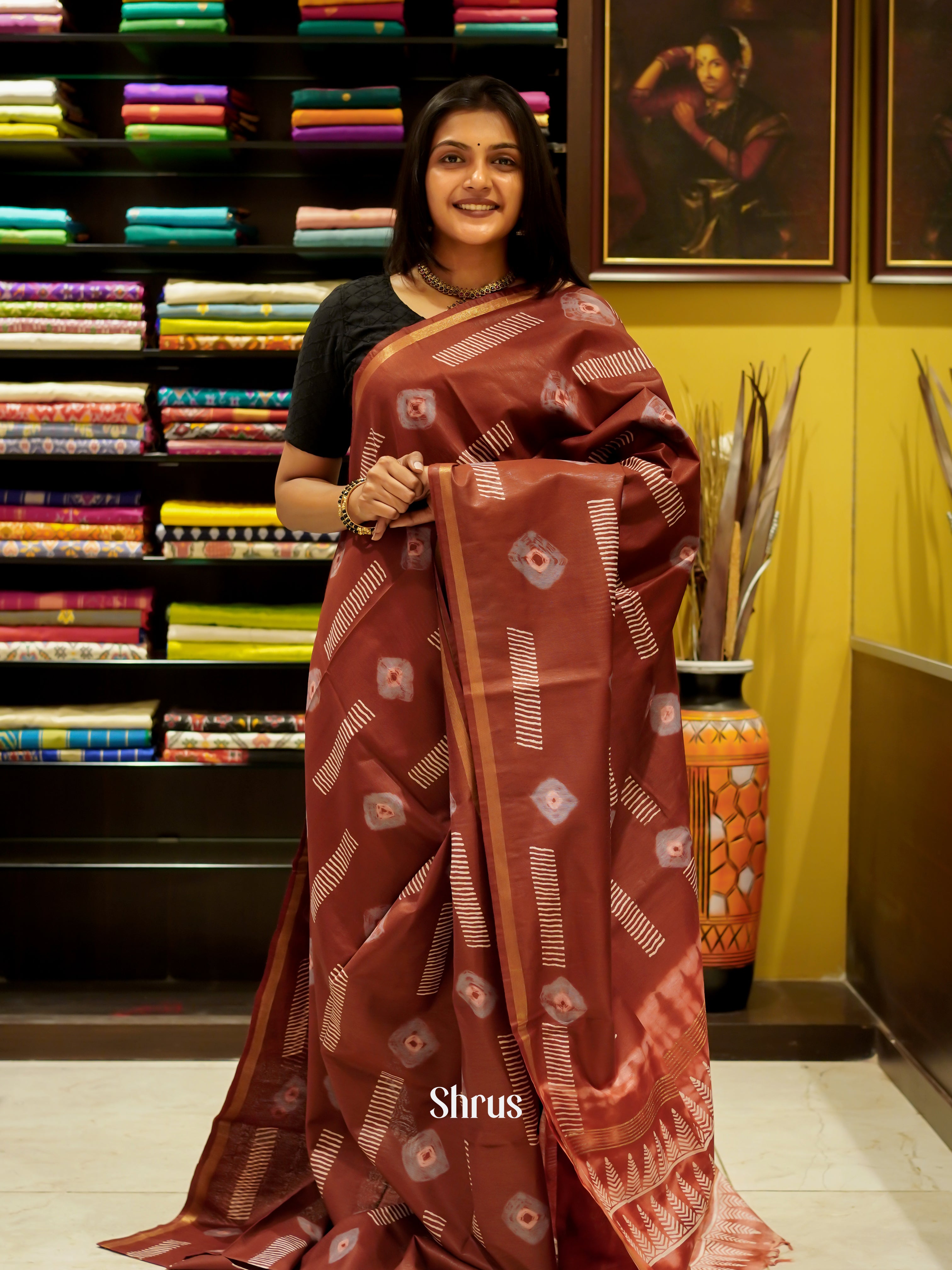 Brown - Bhatik Saree - Shop on ShrusEternity.com