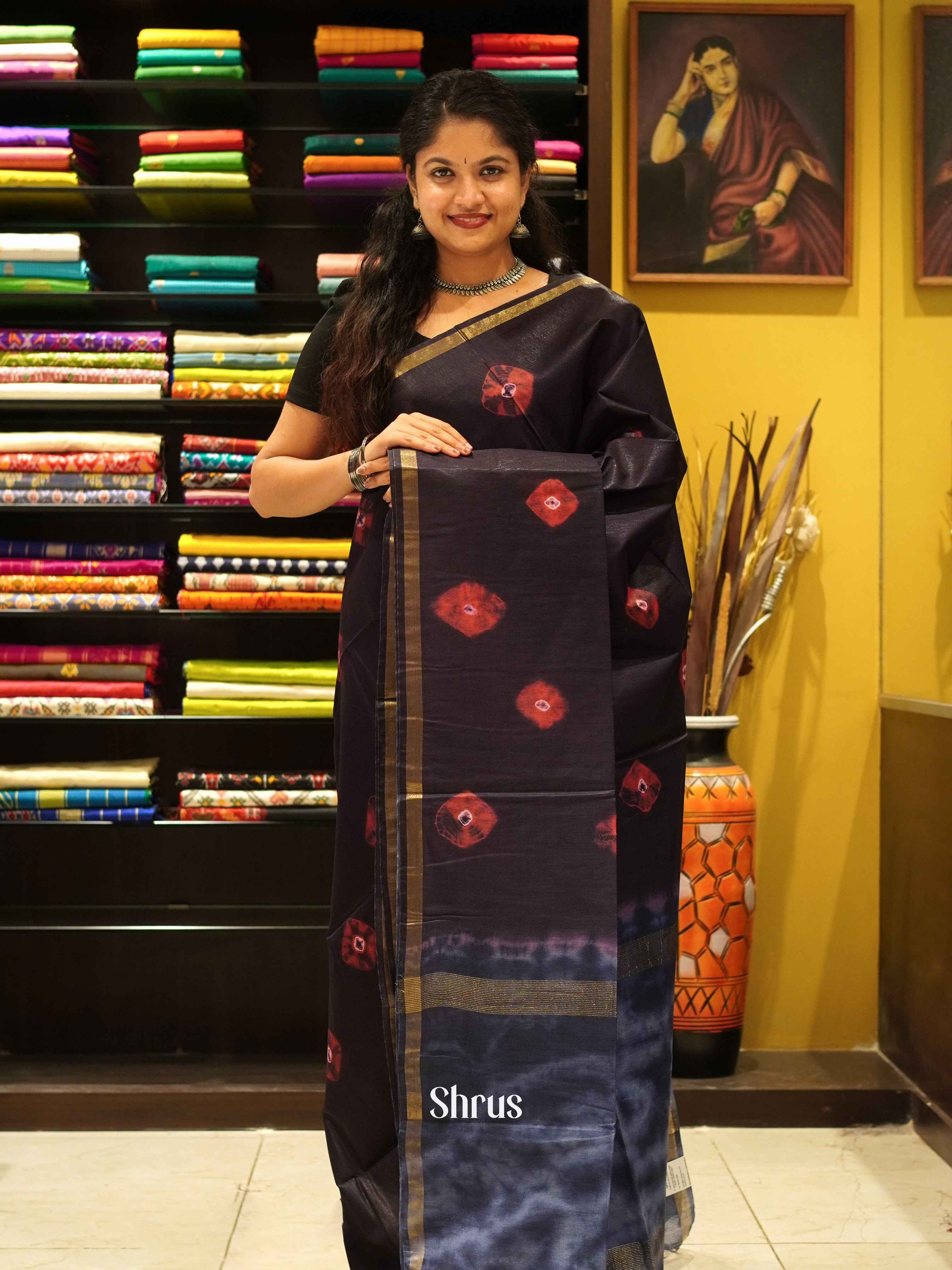 Black & Red - Shibori Saree - Shop on ShrusEternity.com