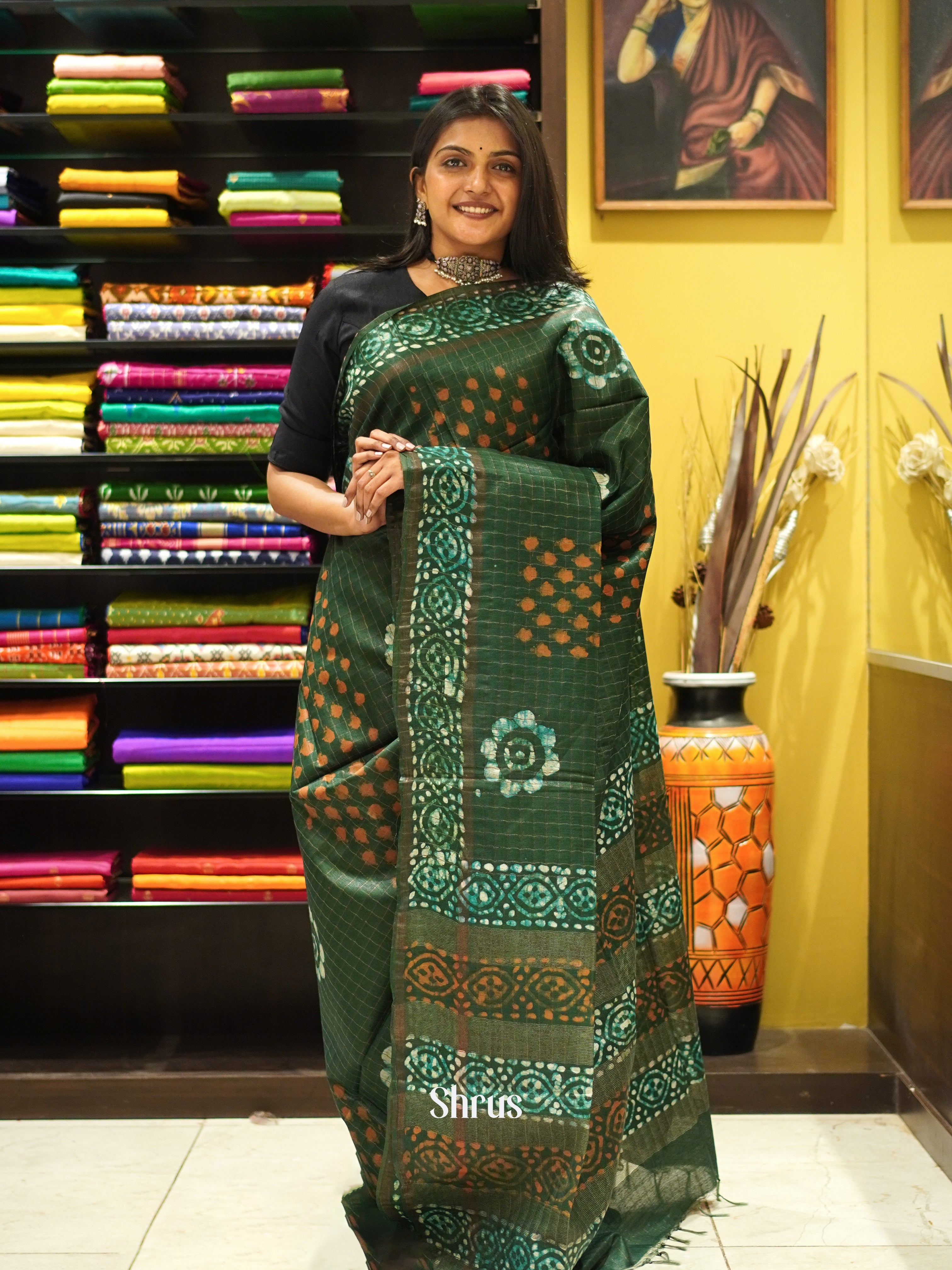 Green - Bhatik Saree - Shop on ShrusEternity.com