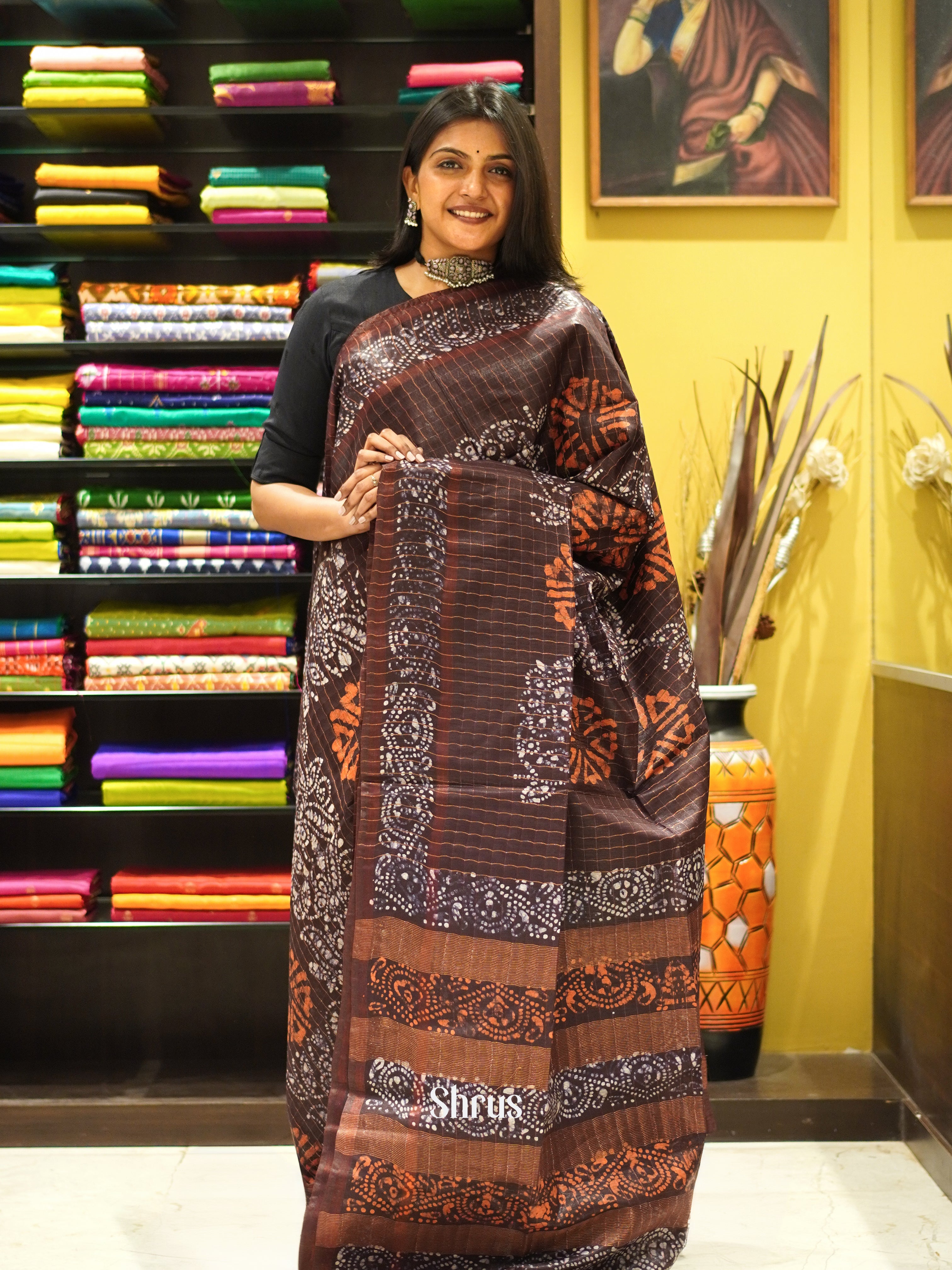 Brown - Bhatik Saree - Shop on ShrusEternity.com