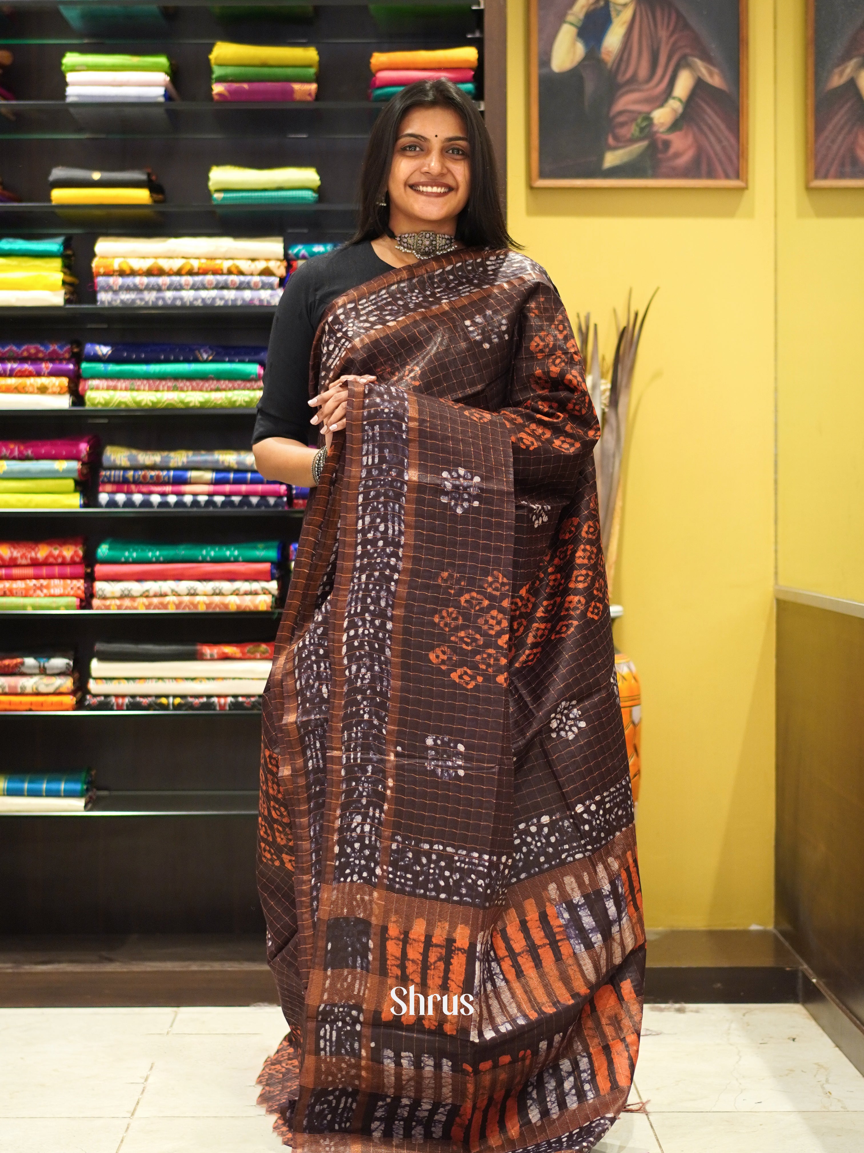 Brown - Bhatik Saree - Shop on ShrusEternity.com